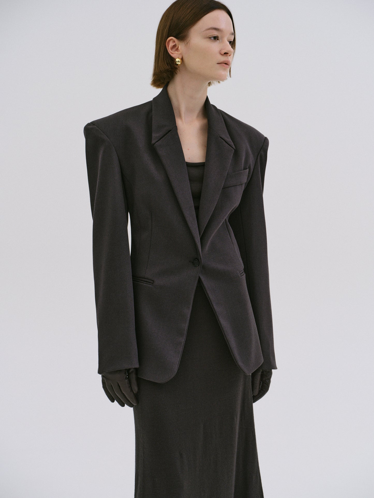 Harper Cinched Blazer, Charcoal