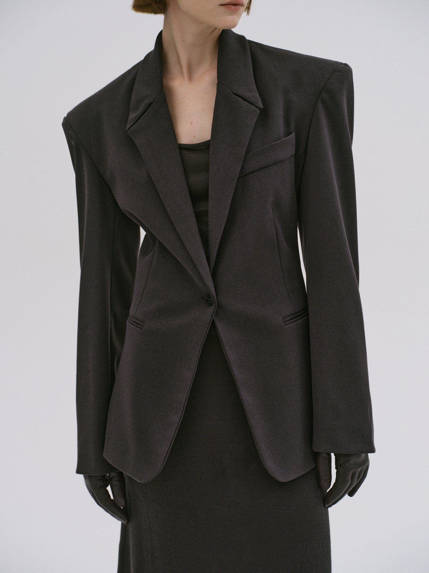 Harper Cinched Blazer, Charcoal