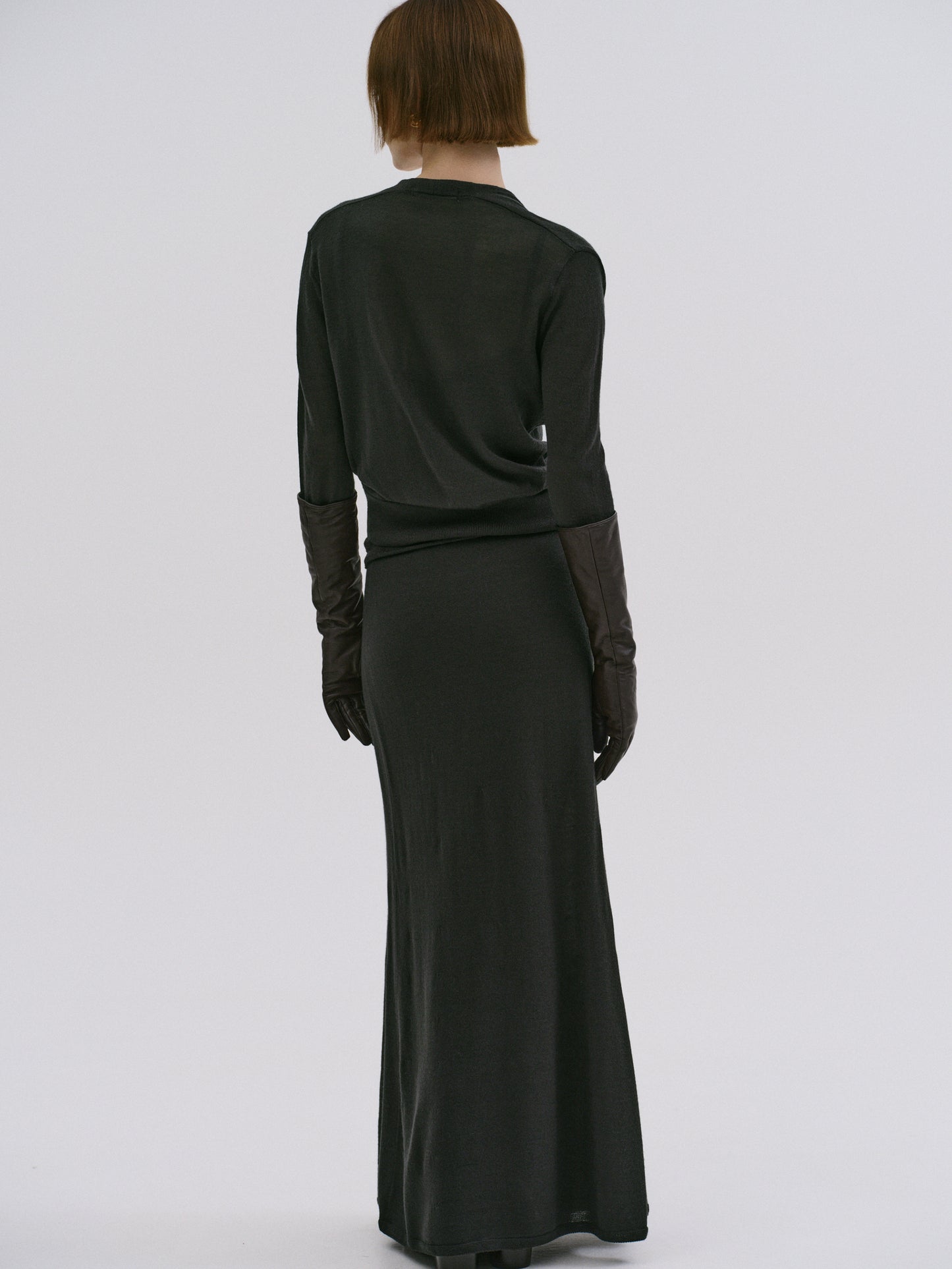 Knitted Midi Skirt, Dark Green