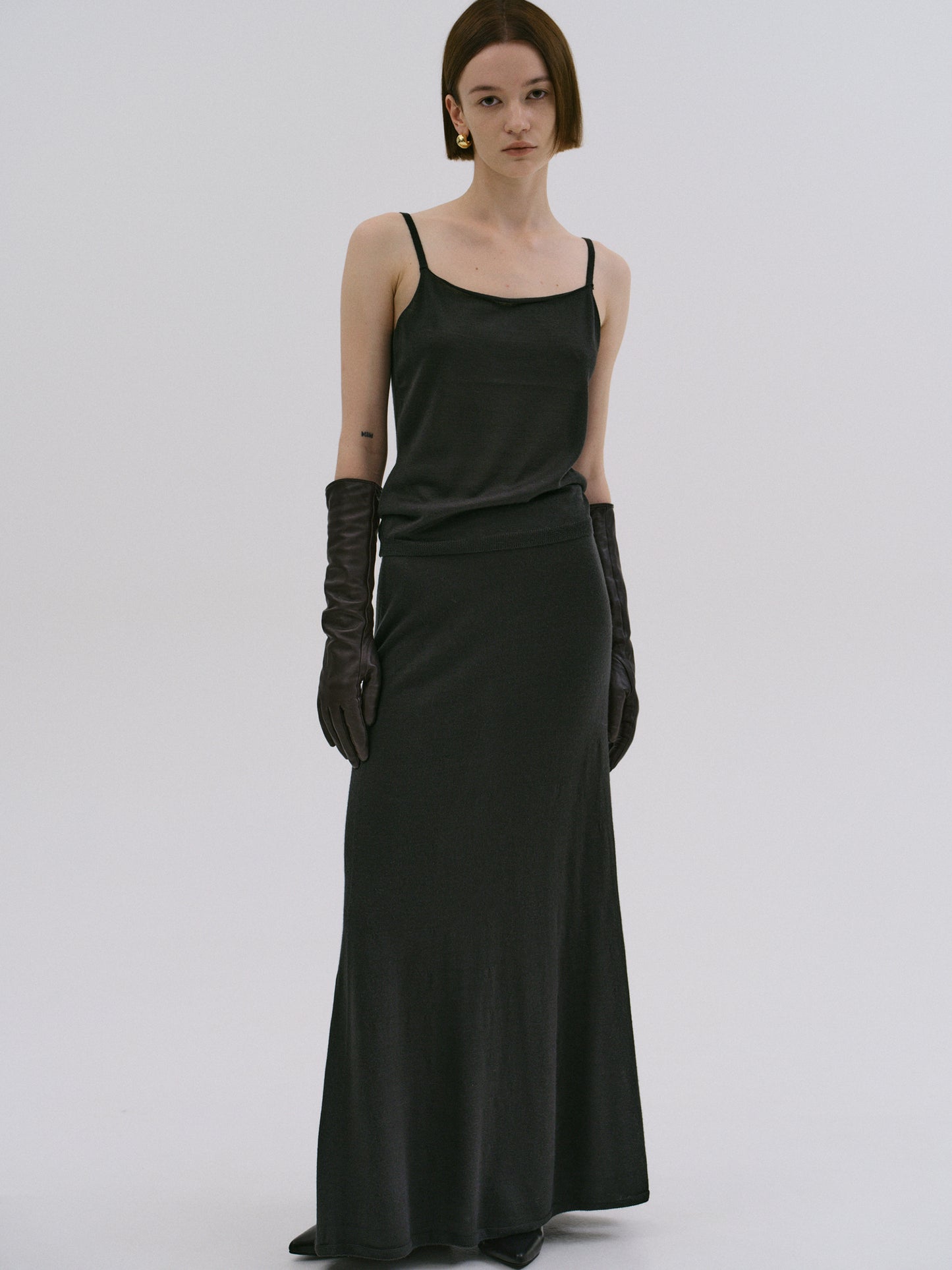 Knitted Midi Skirt, Dark Green