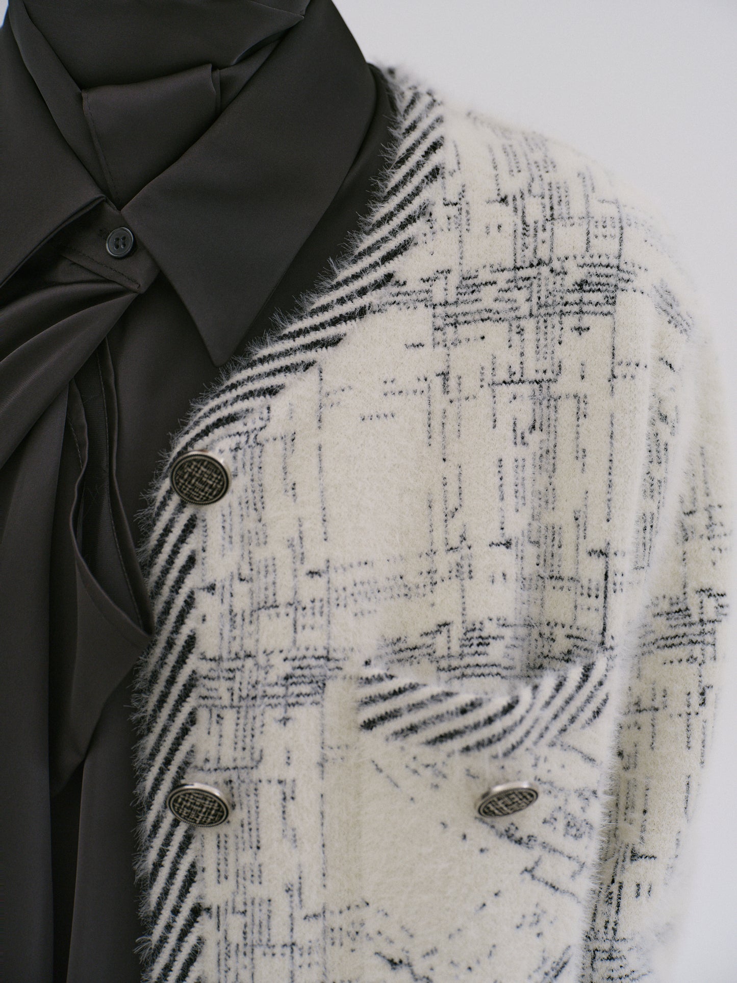 Giuletta Tweed Knit Cardigan, Ivory