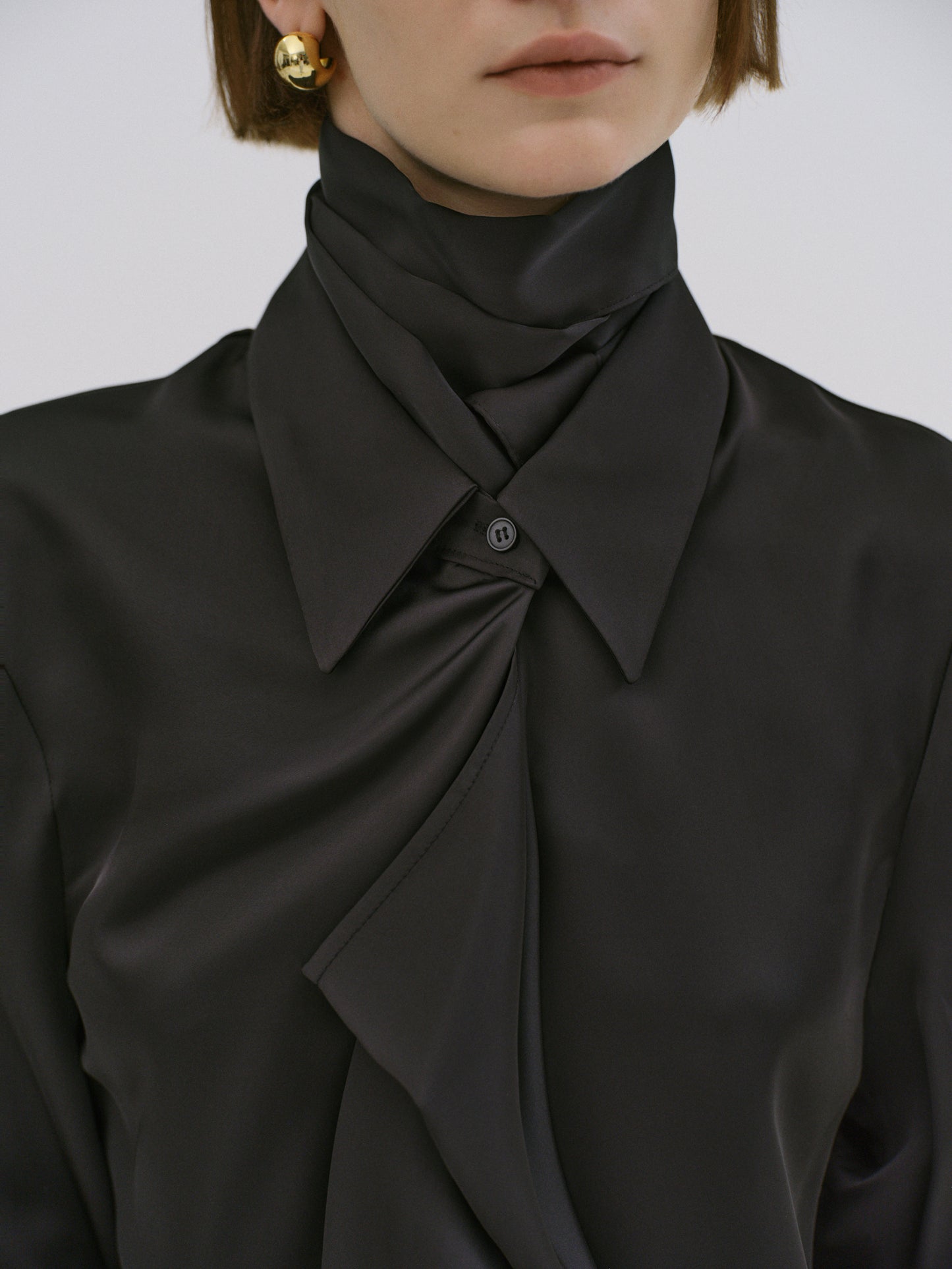 Usana Drape-Front Shirt, Black
