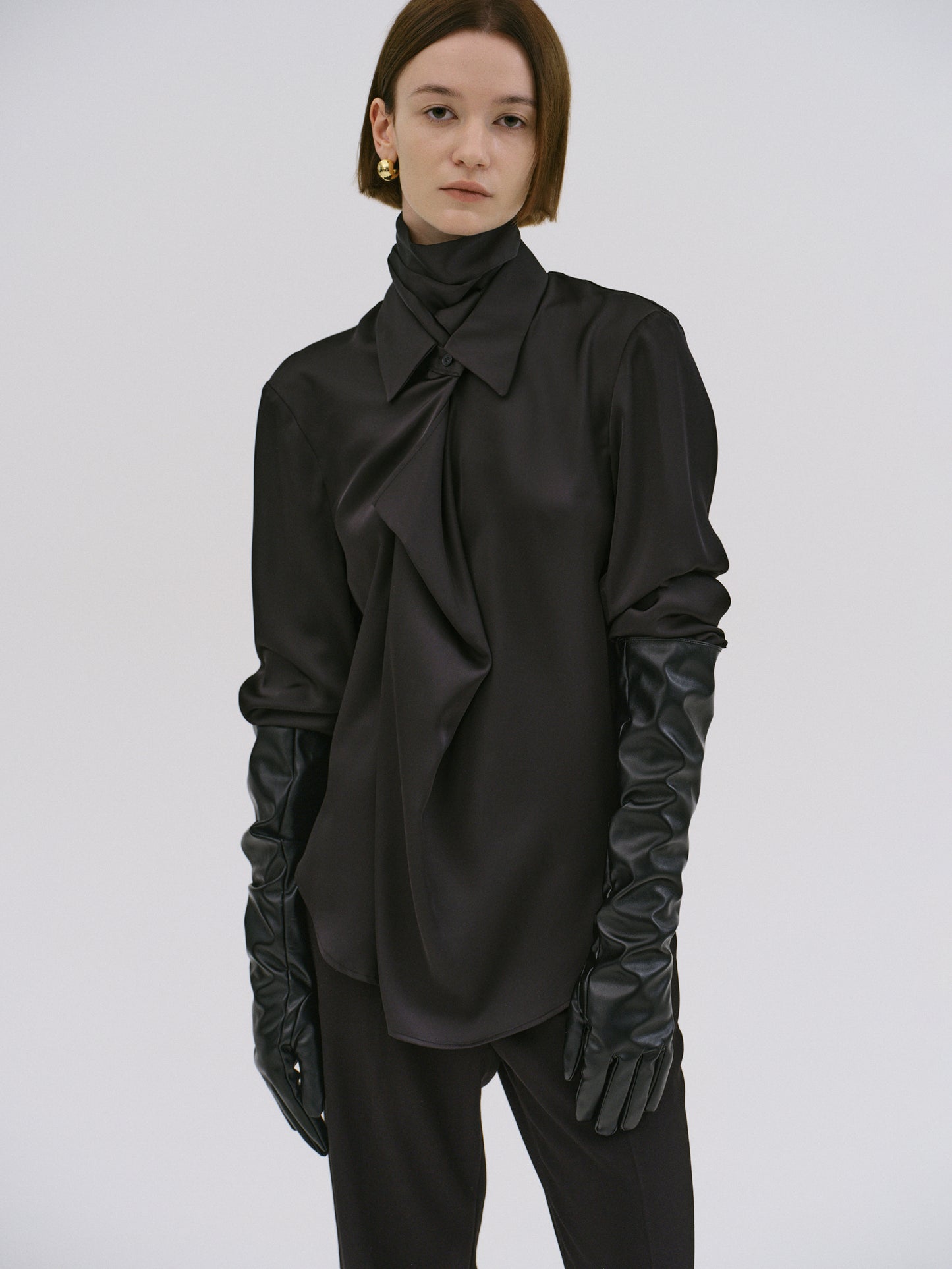 Usana Drape-Front Shirt, Black