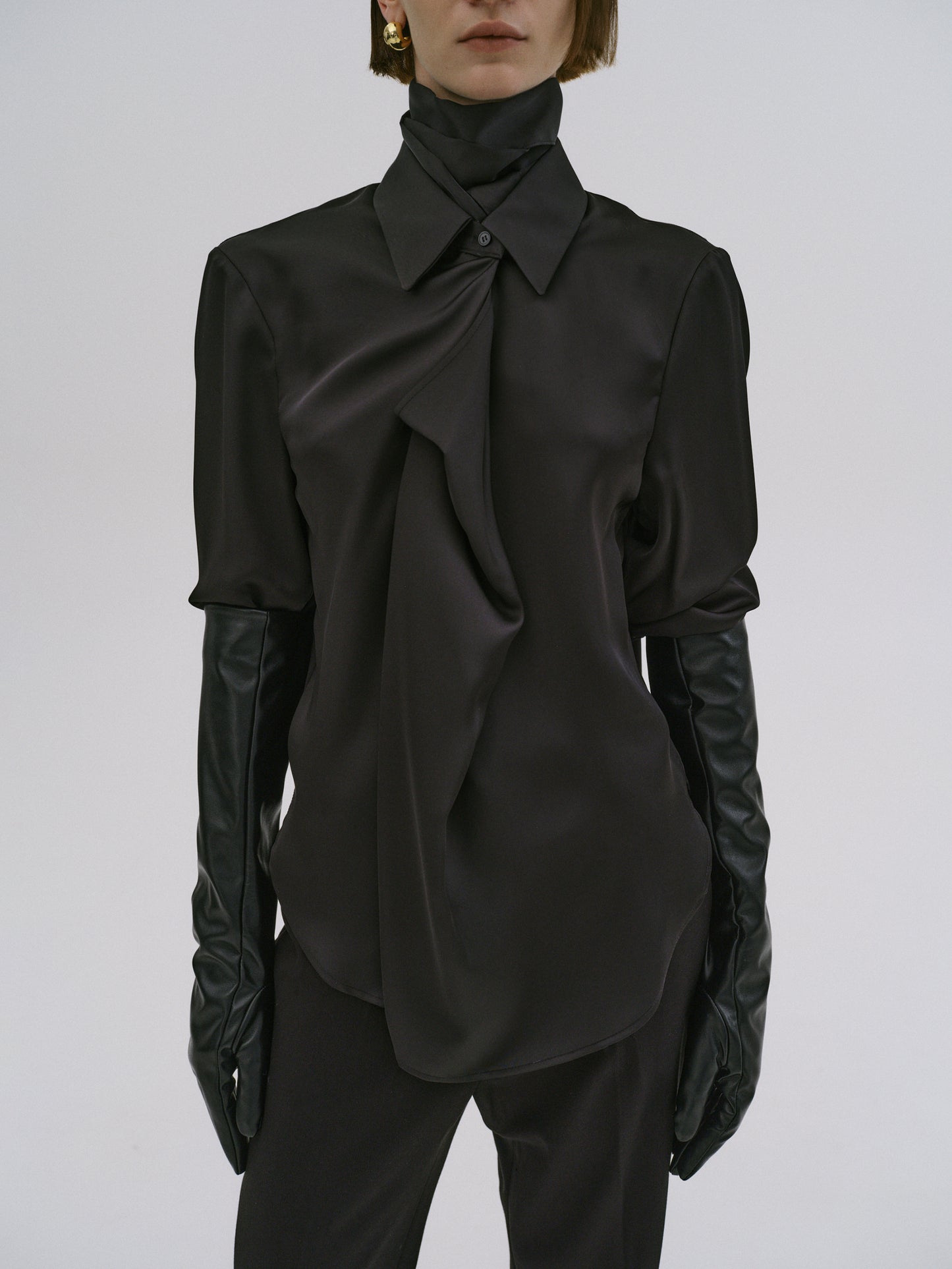 Usana Drape-Front Shirt, Black