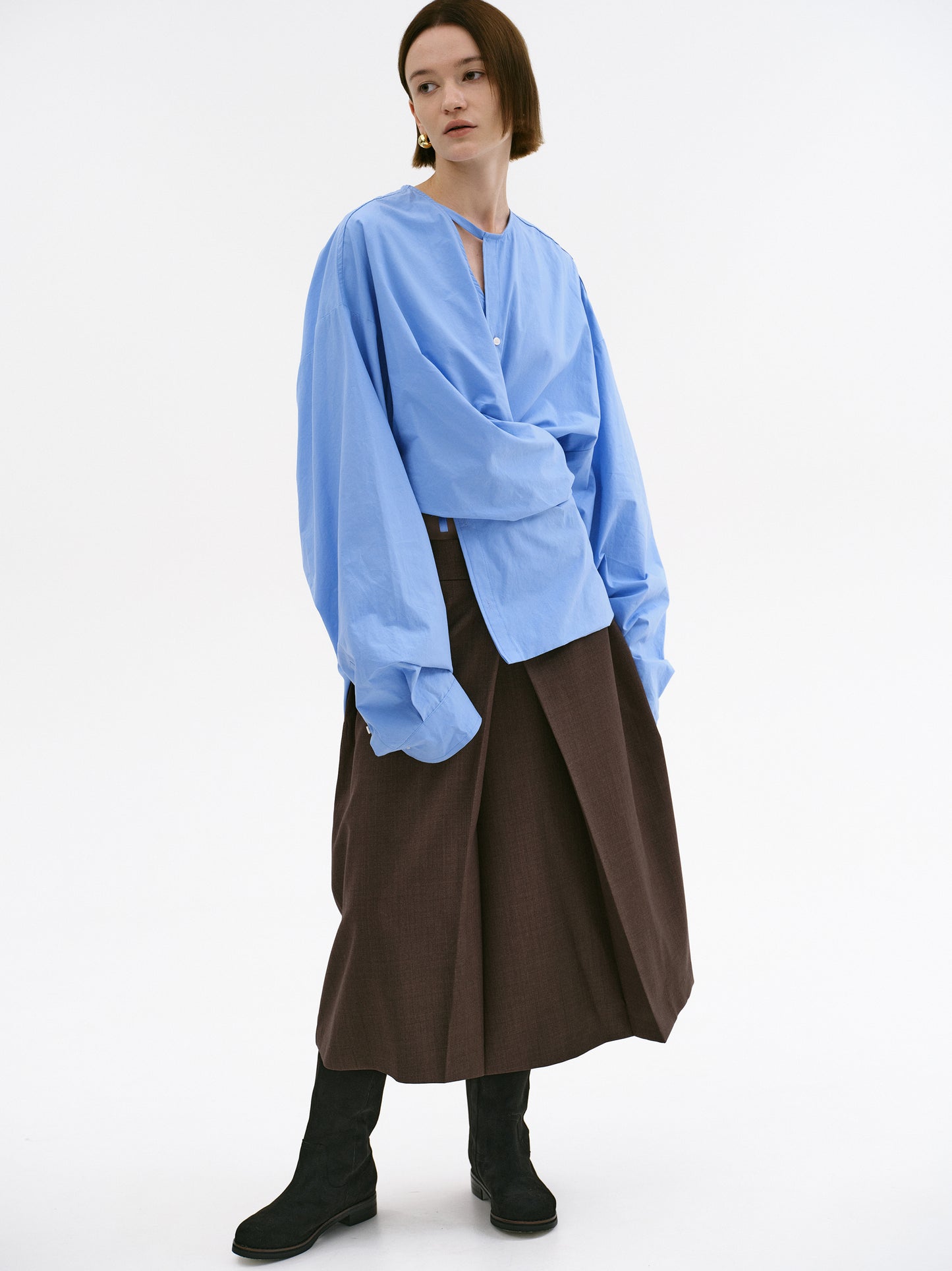 Raele Oversized Wrap Shirt, Cornflower Blue