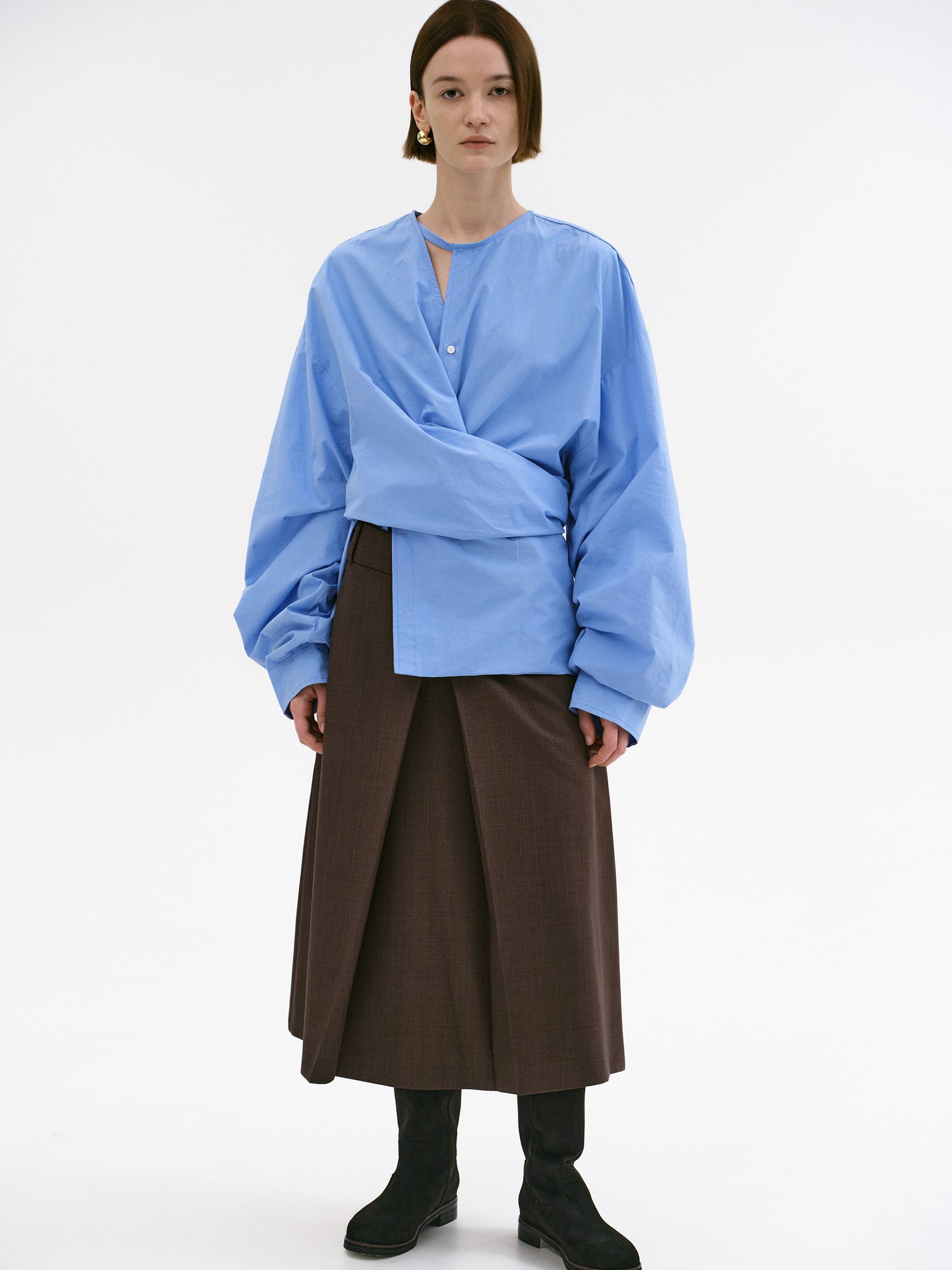 Raele Oversized Wrap Shirt, Cornflower Blue