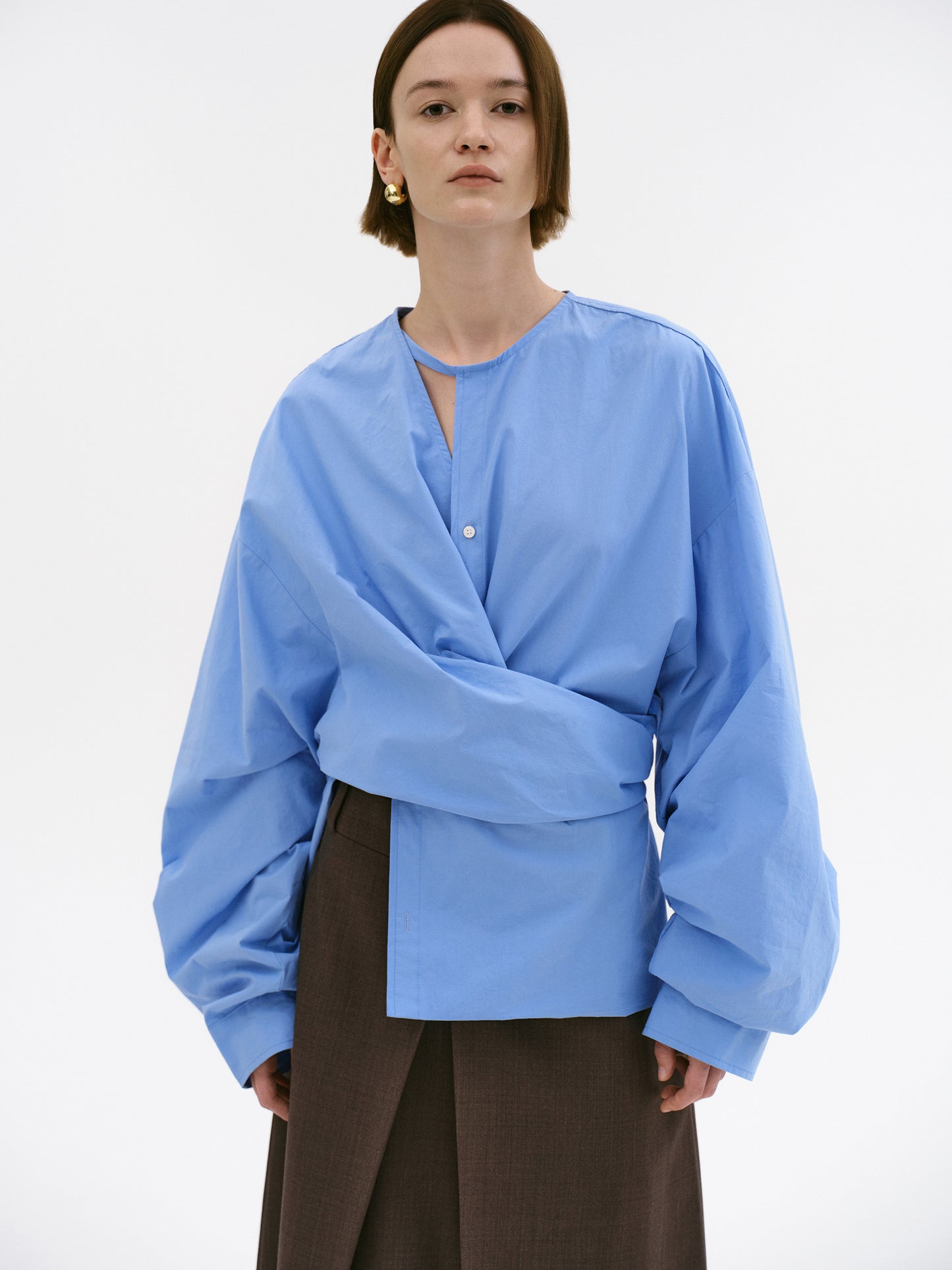 Raele Oversized Wrap Shirt, Cornflower Blue
