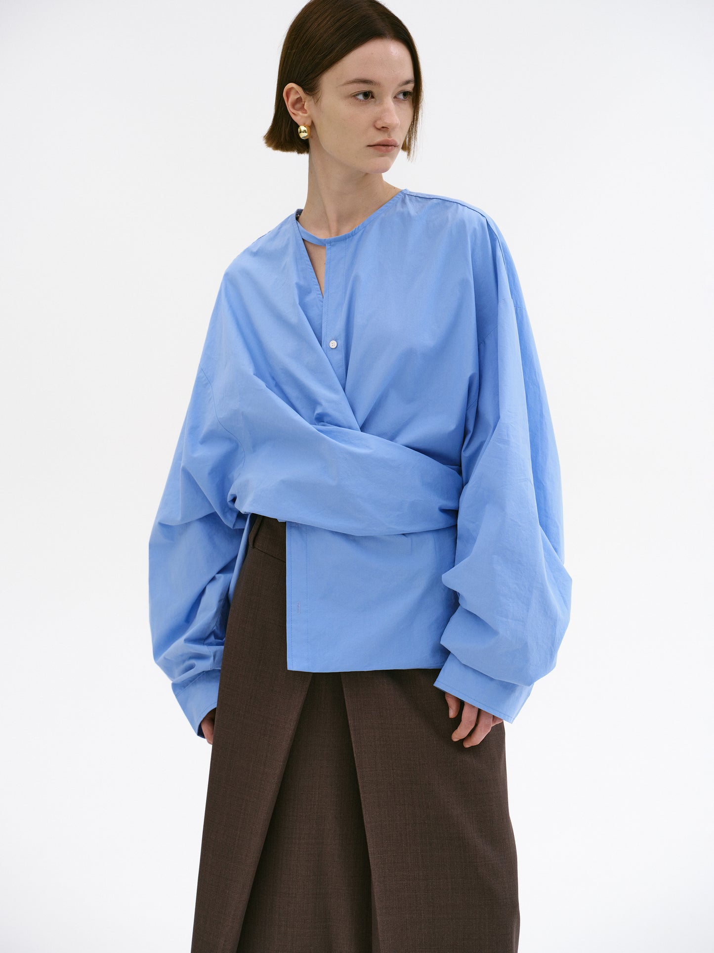 Raele Oversized Wrap Shirt, Cornflower Blue