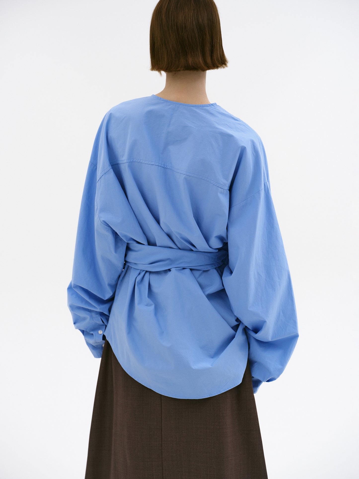 Raele Oversized Wrap Shirt, Cornflower Blue