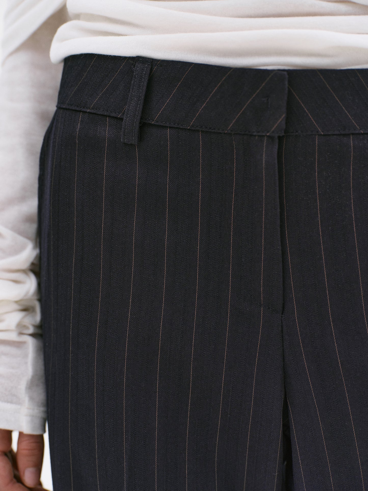 Tailored Turn-Up Trousers, Navy Pinstripe