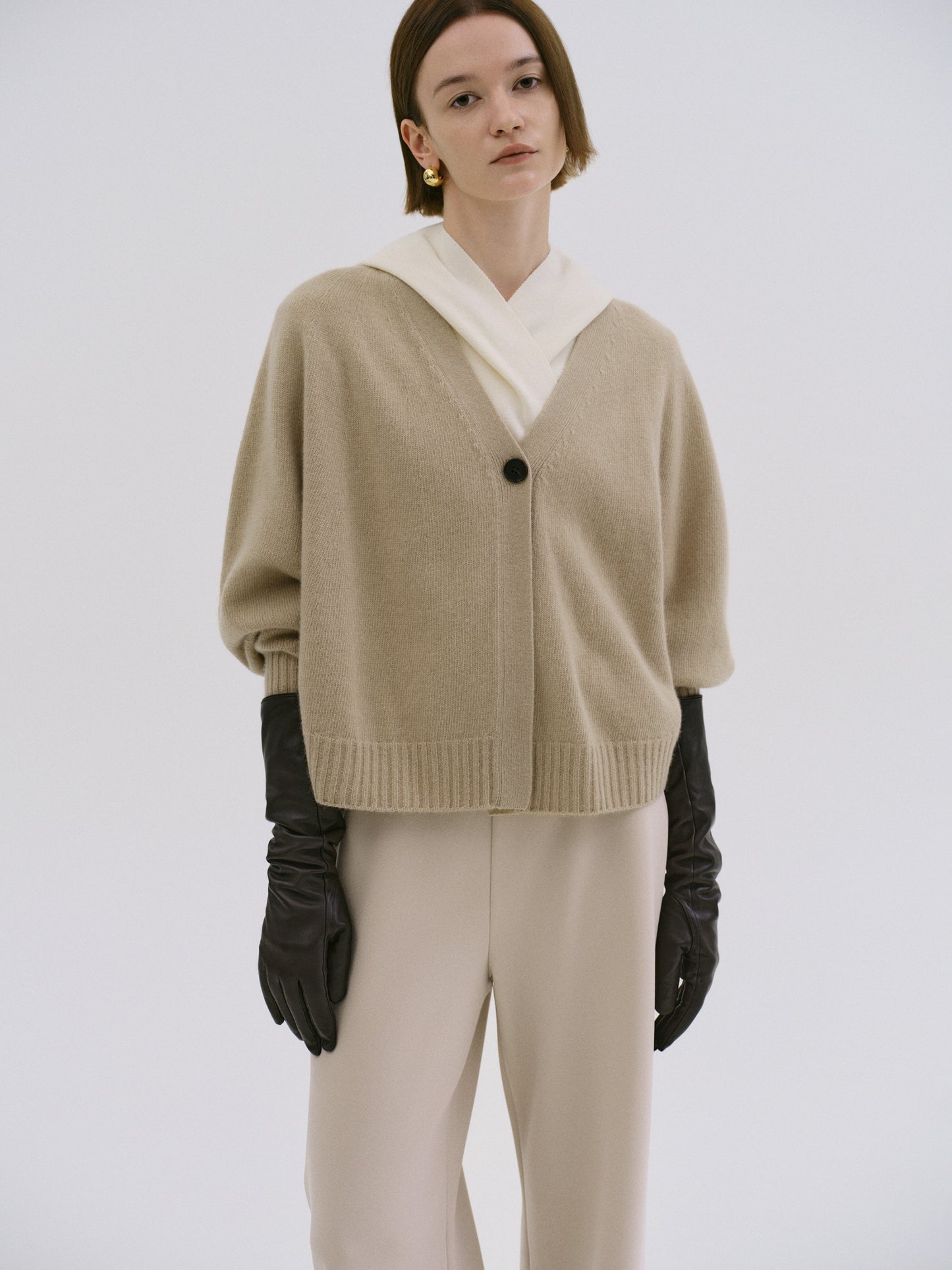 Merino Wool Cardigan, Sand