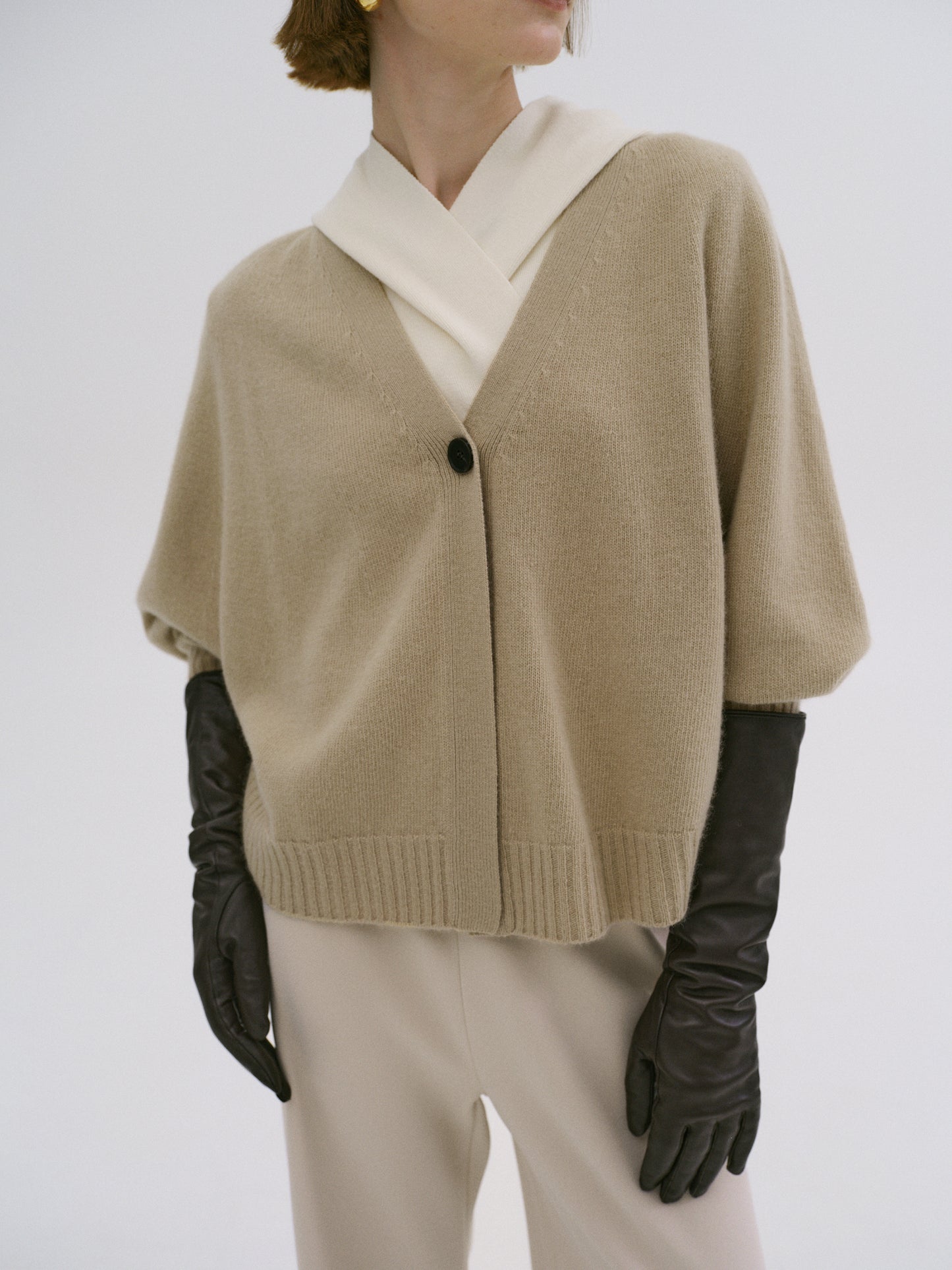 Merino Wool Cardigan, Sand