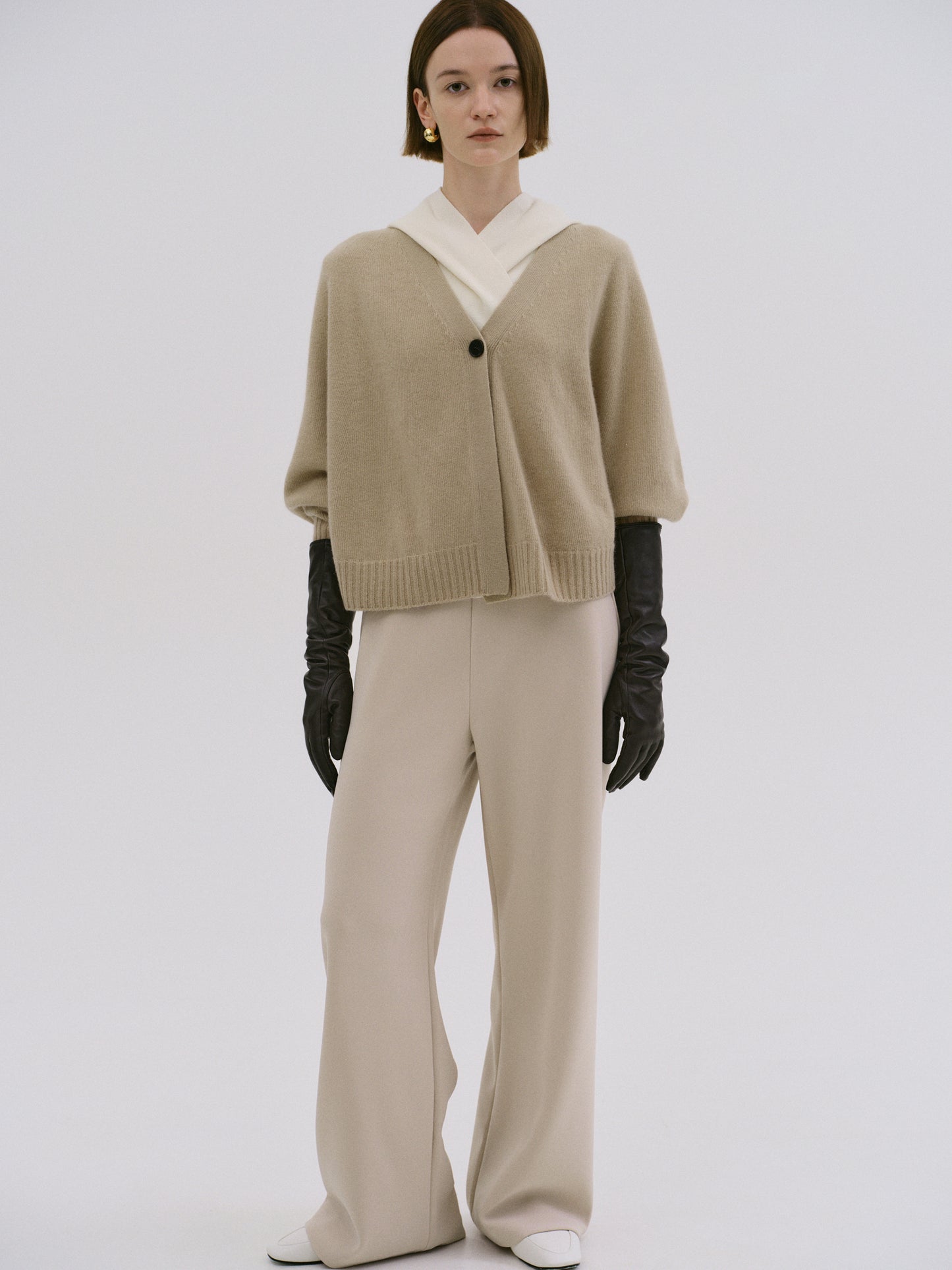 Merino Wool Cardigan, Sand