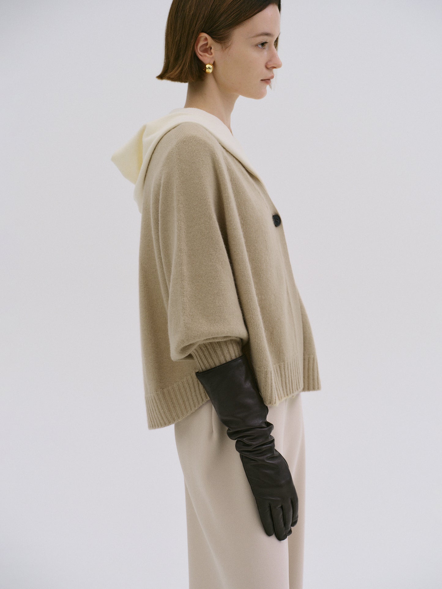 Merino Wool Cardigan, Sand