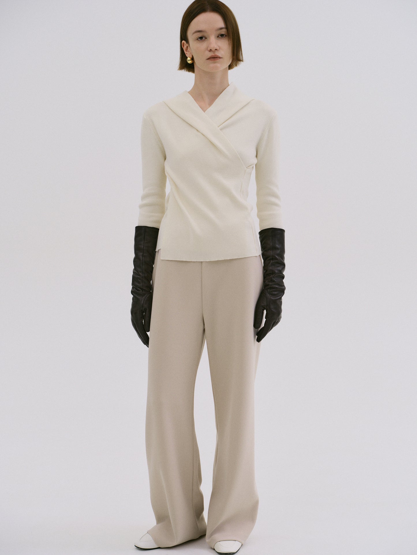 Hooded Shawl Knit, Eggshell