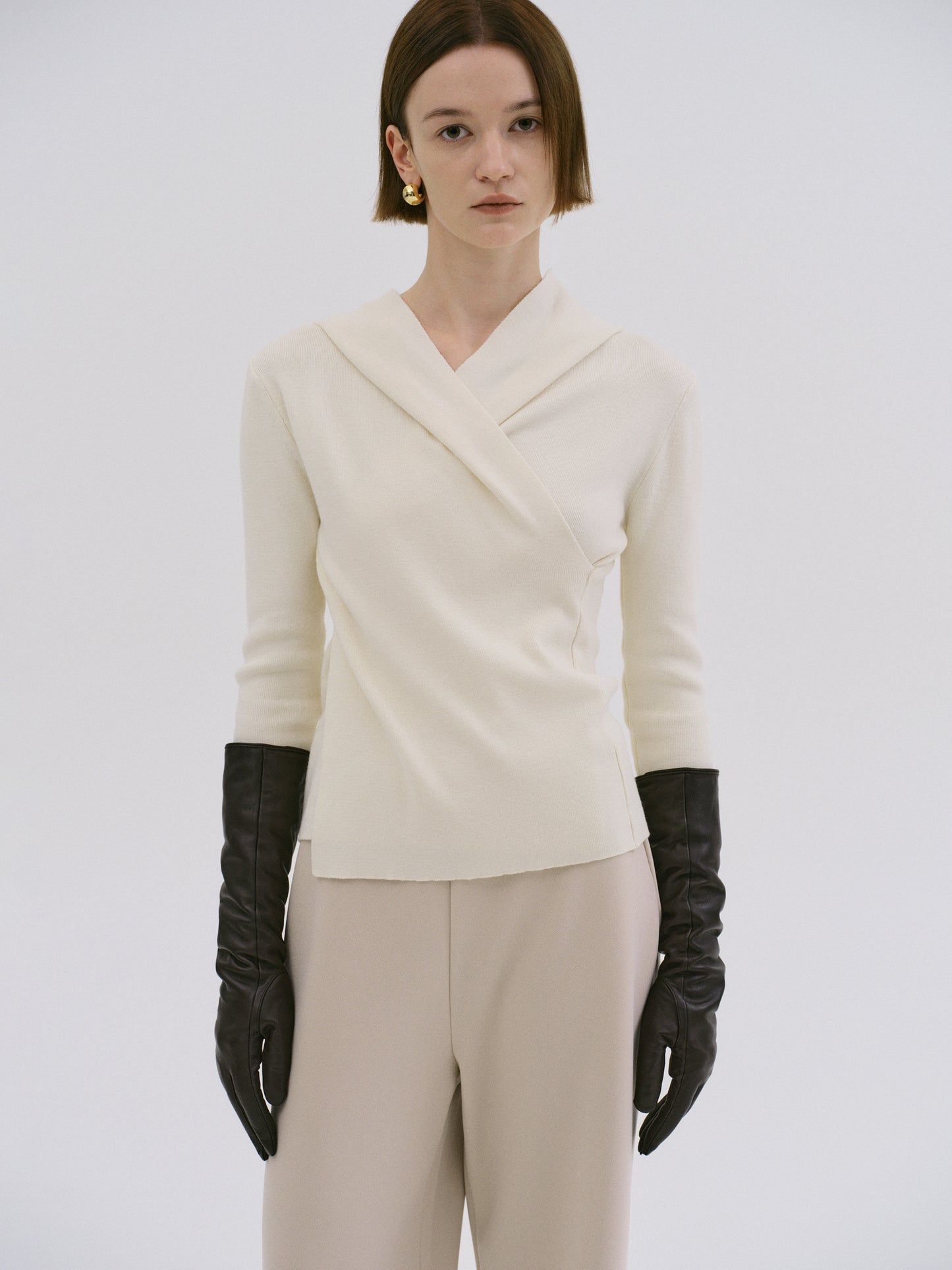 Hooded Shawl Knit, Eggshell
