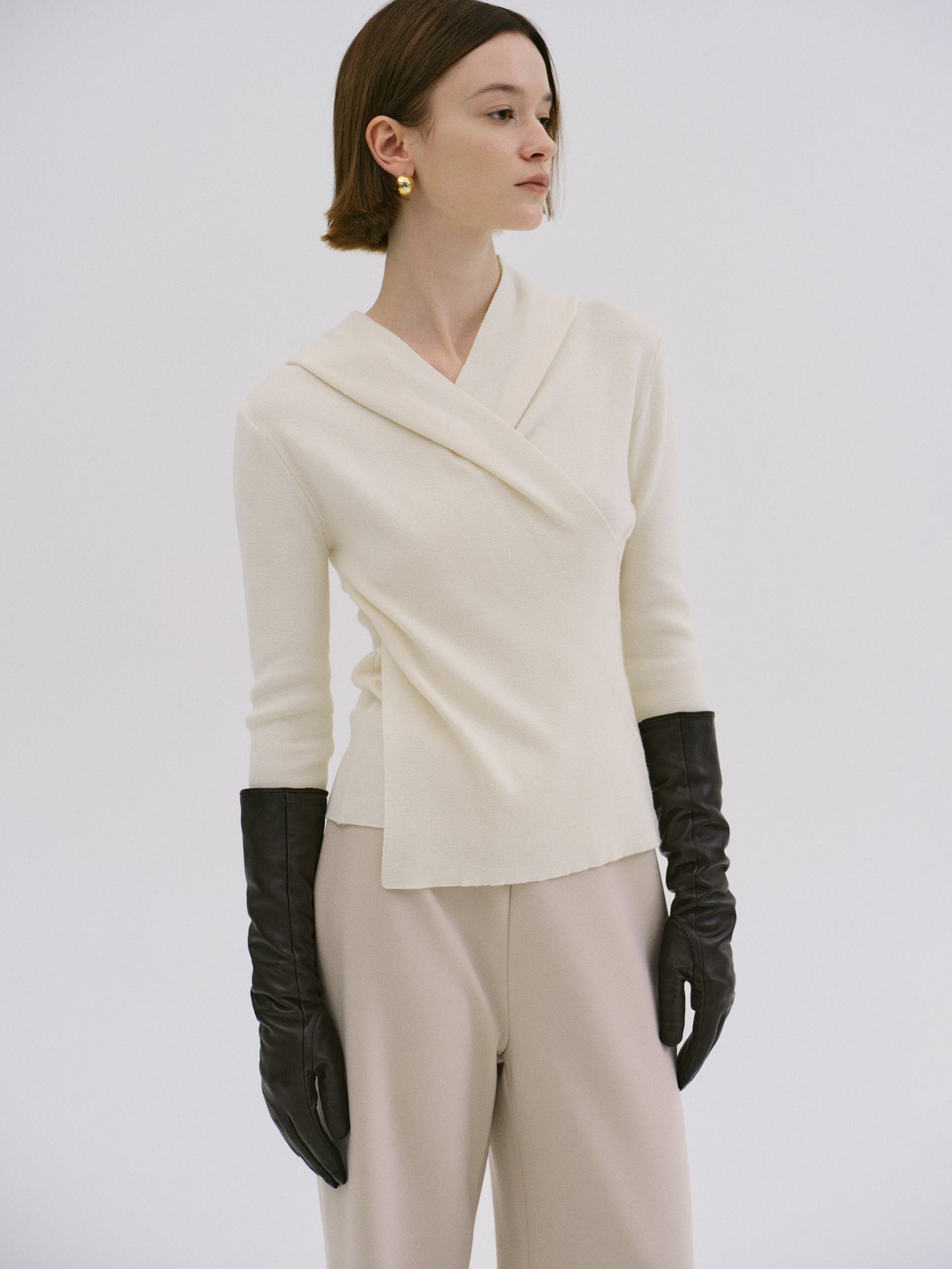 Hooded Shawl Knit, Eggshell