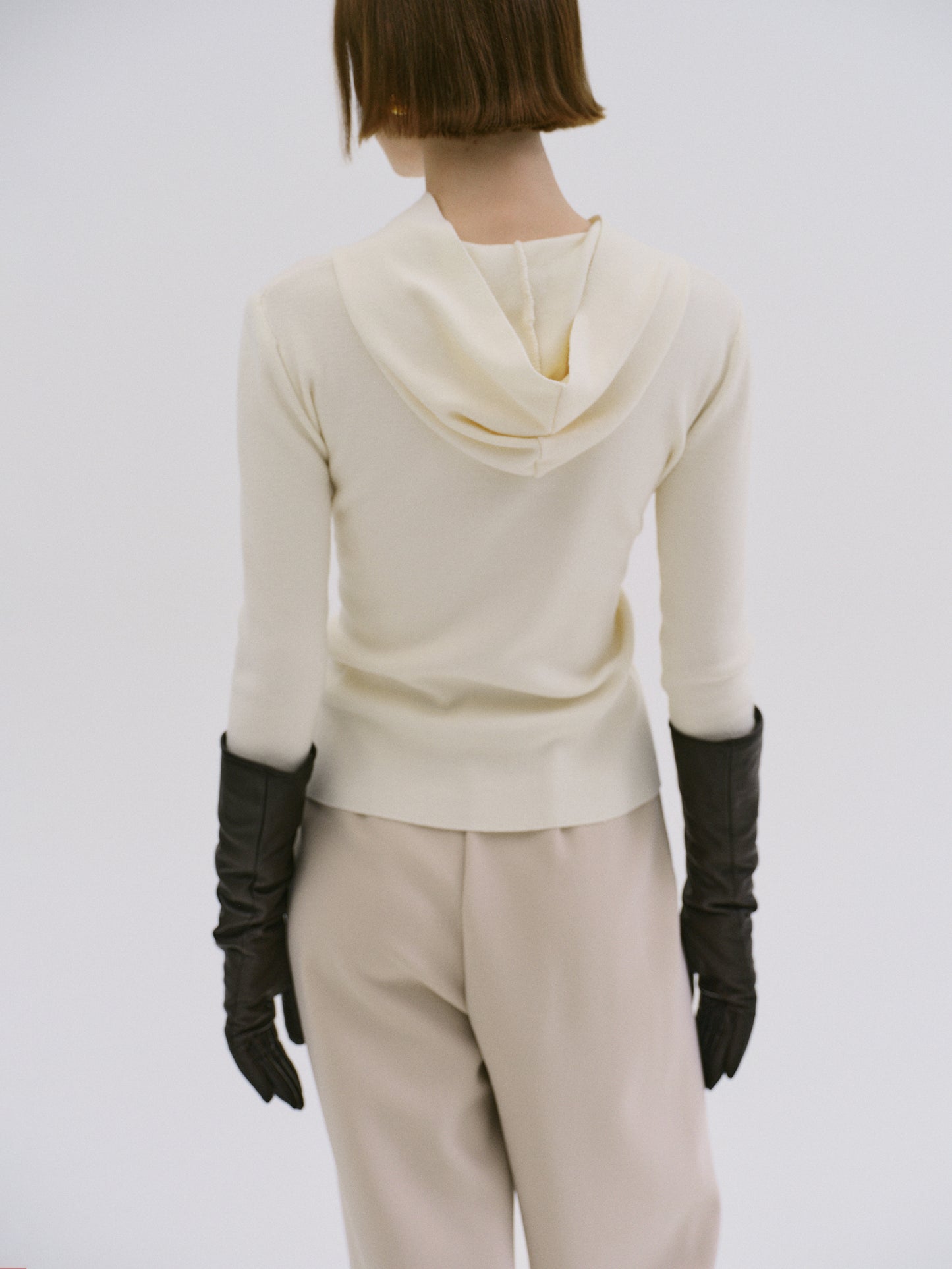 Hooded Shawl Knit, Eggshell