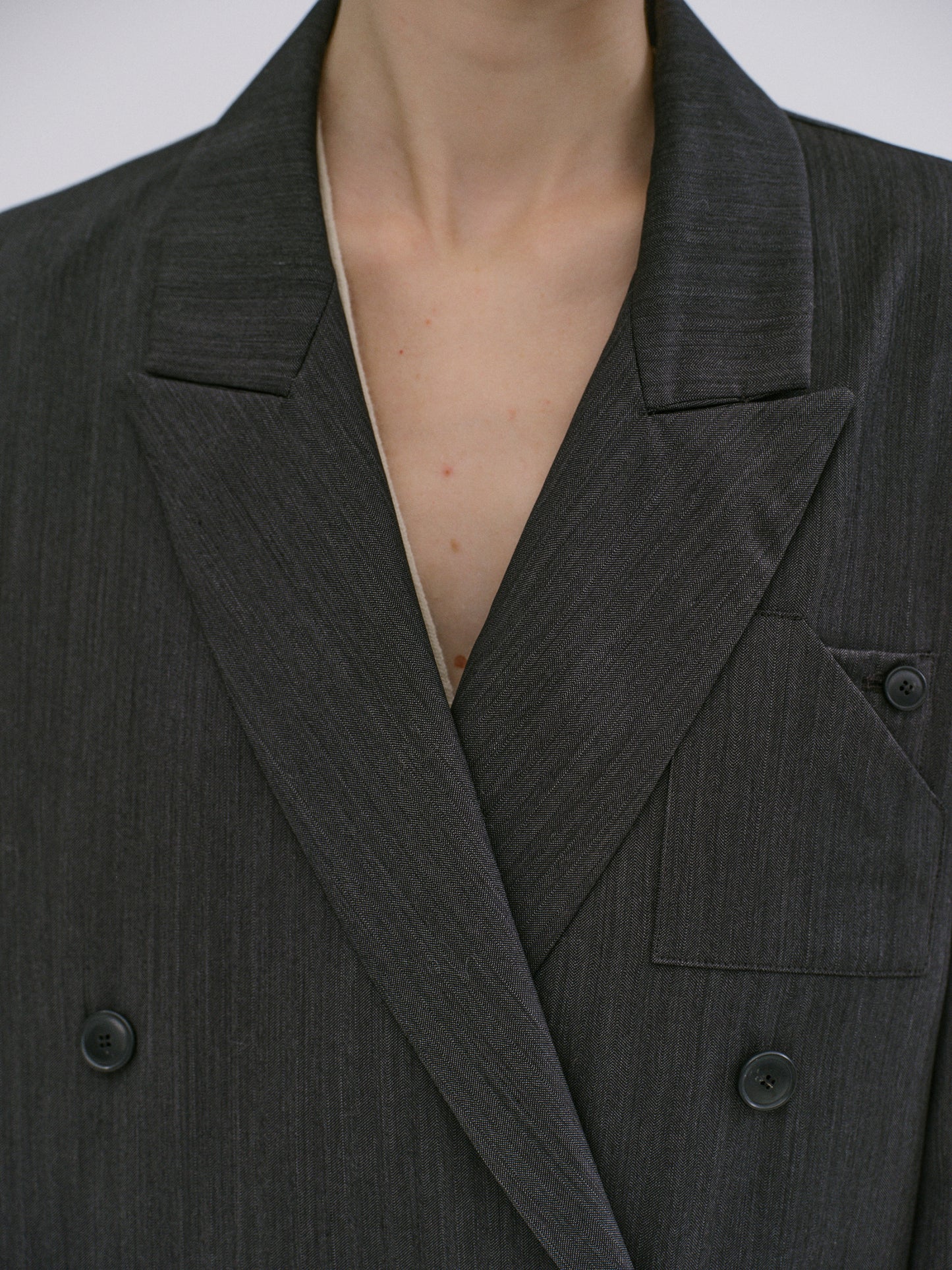 Baya Pinstripe Blazer, Charcoal