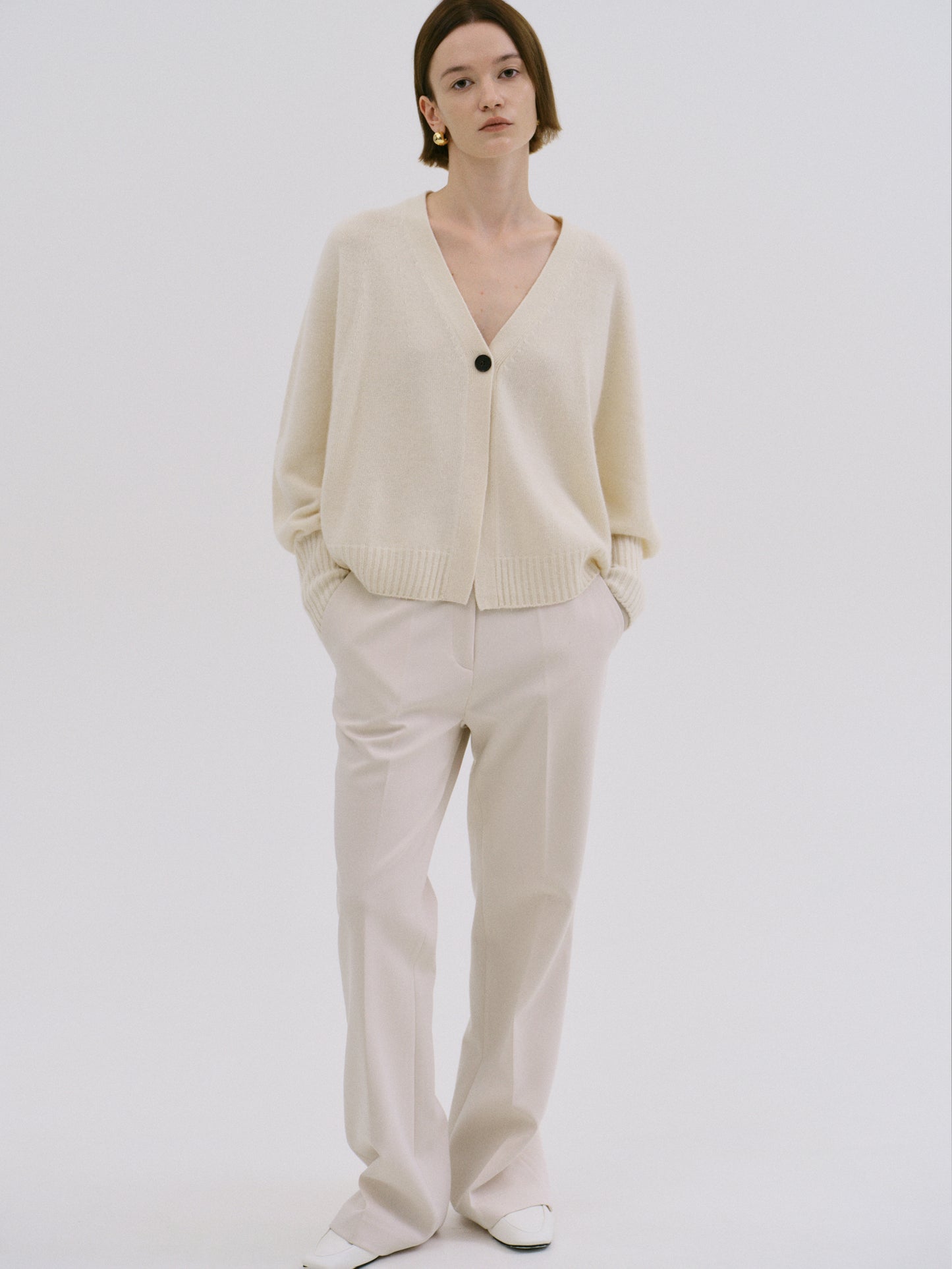 Merino Wool Cardigan, Ivory