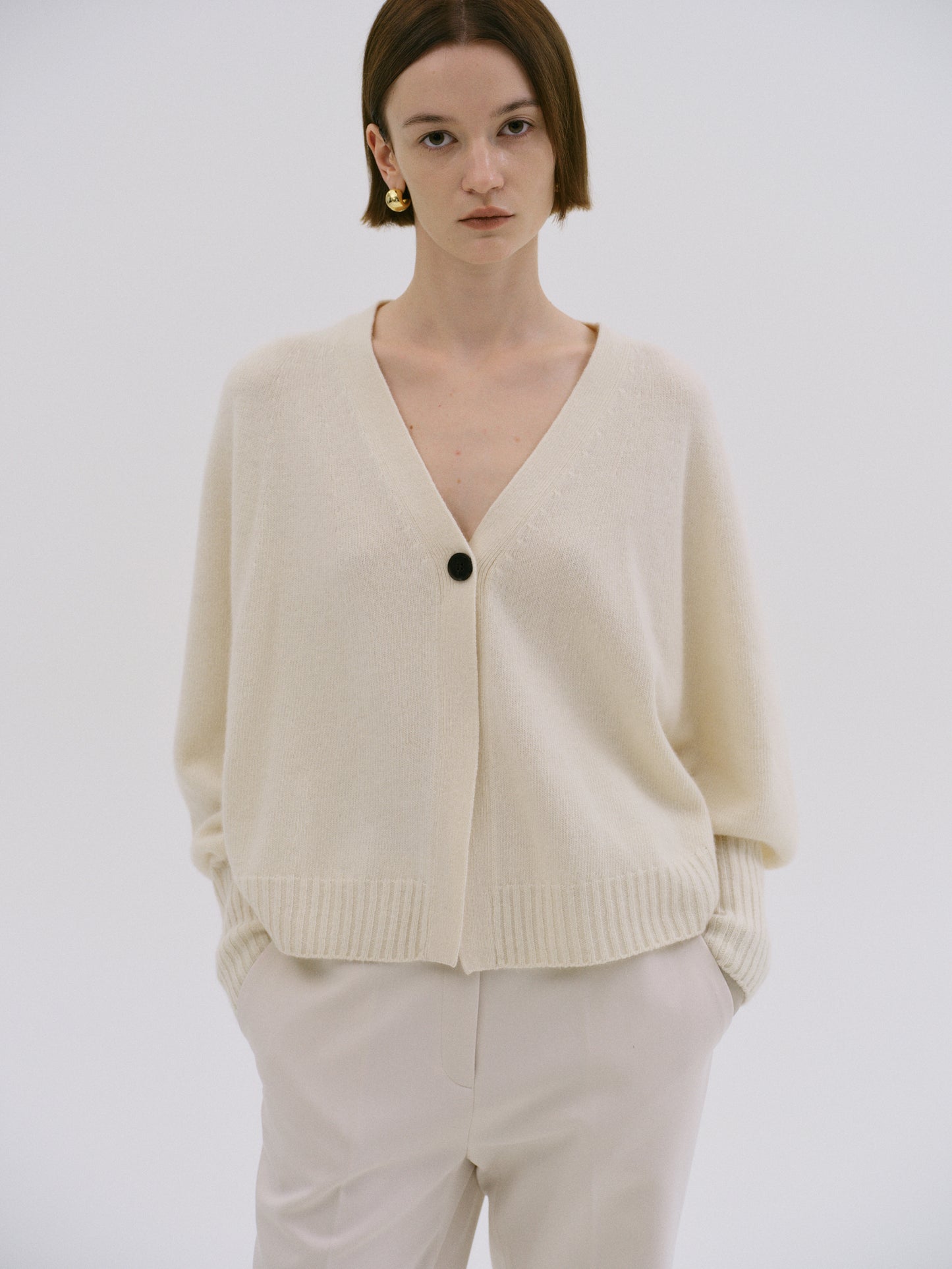 Merino Wool Cardigan, Ivory