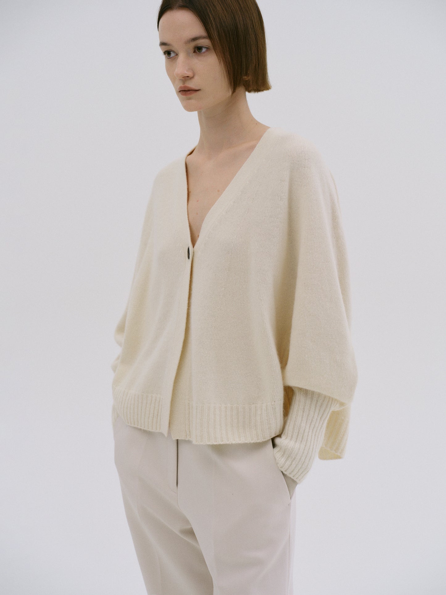 Merino Wool Cardigan, Ivory