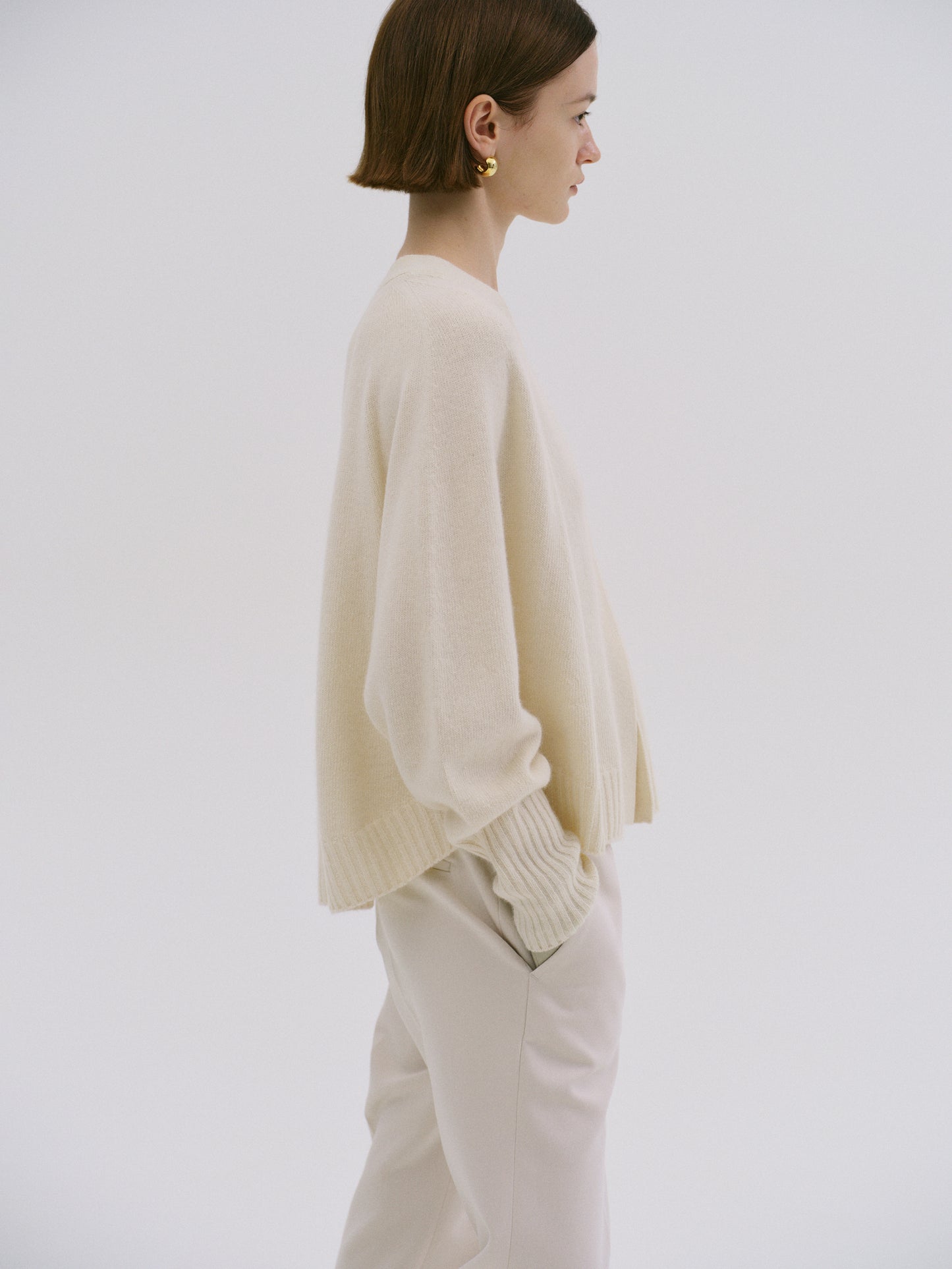 Merino Wool Cardigan, Ivory