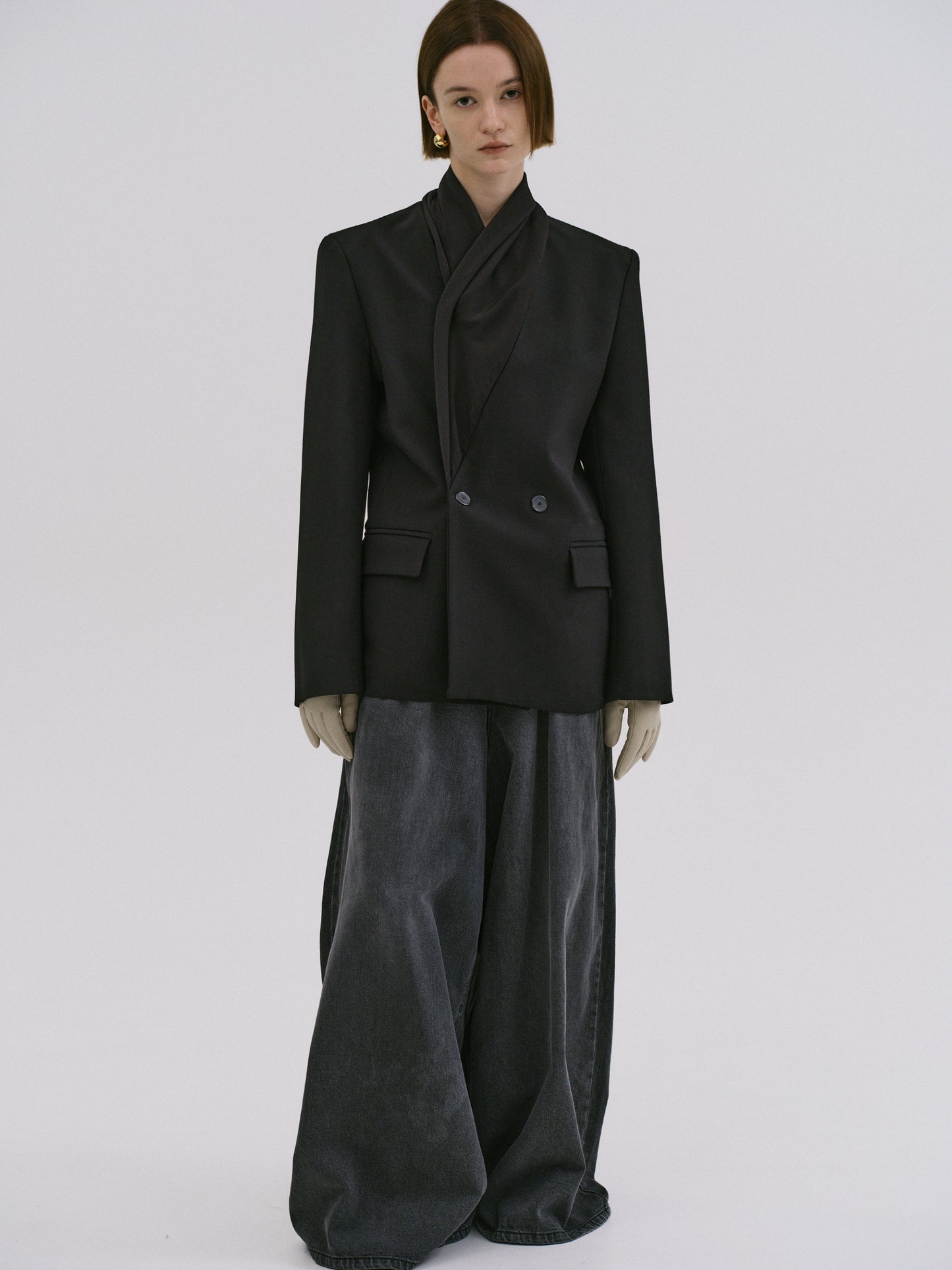 Donau Scarf Blazer, Black