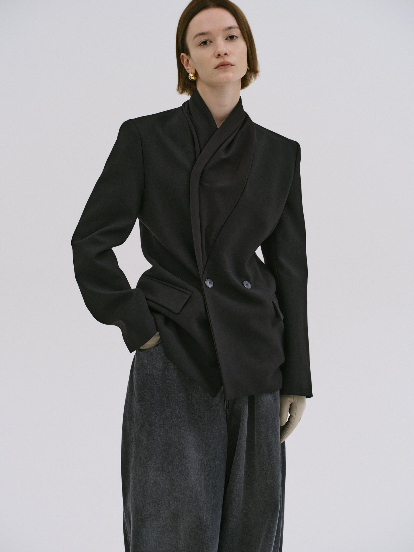Donau Scarf Blazer, Black