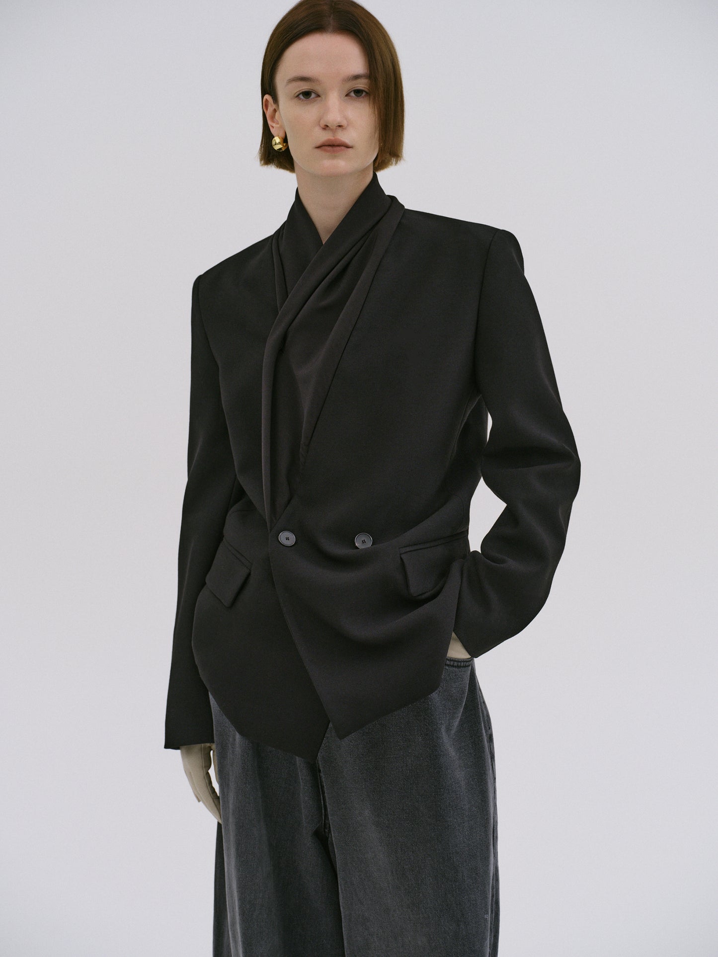 Donau Scarf Blazer, Black