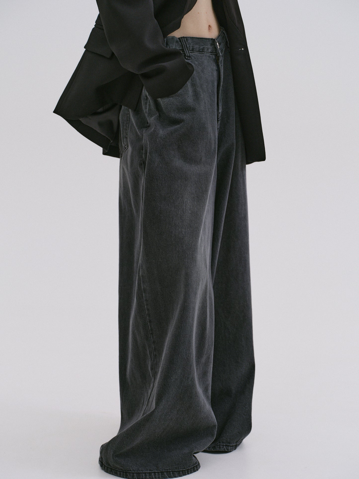 Elastic Wide Jeans, Sharkskin