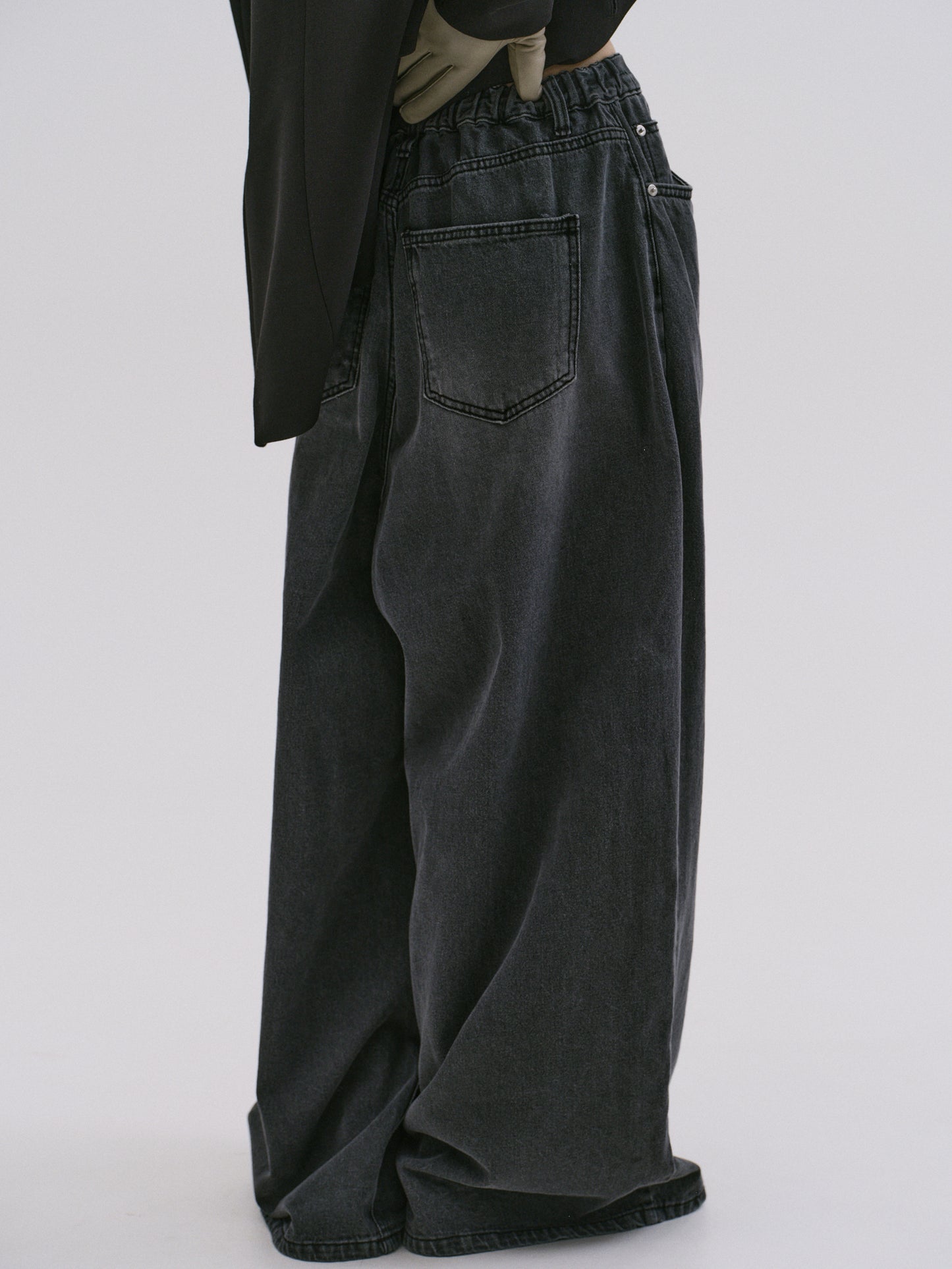 Elastic Wide Jeans, Sharkskin