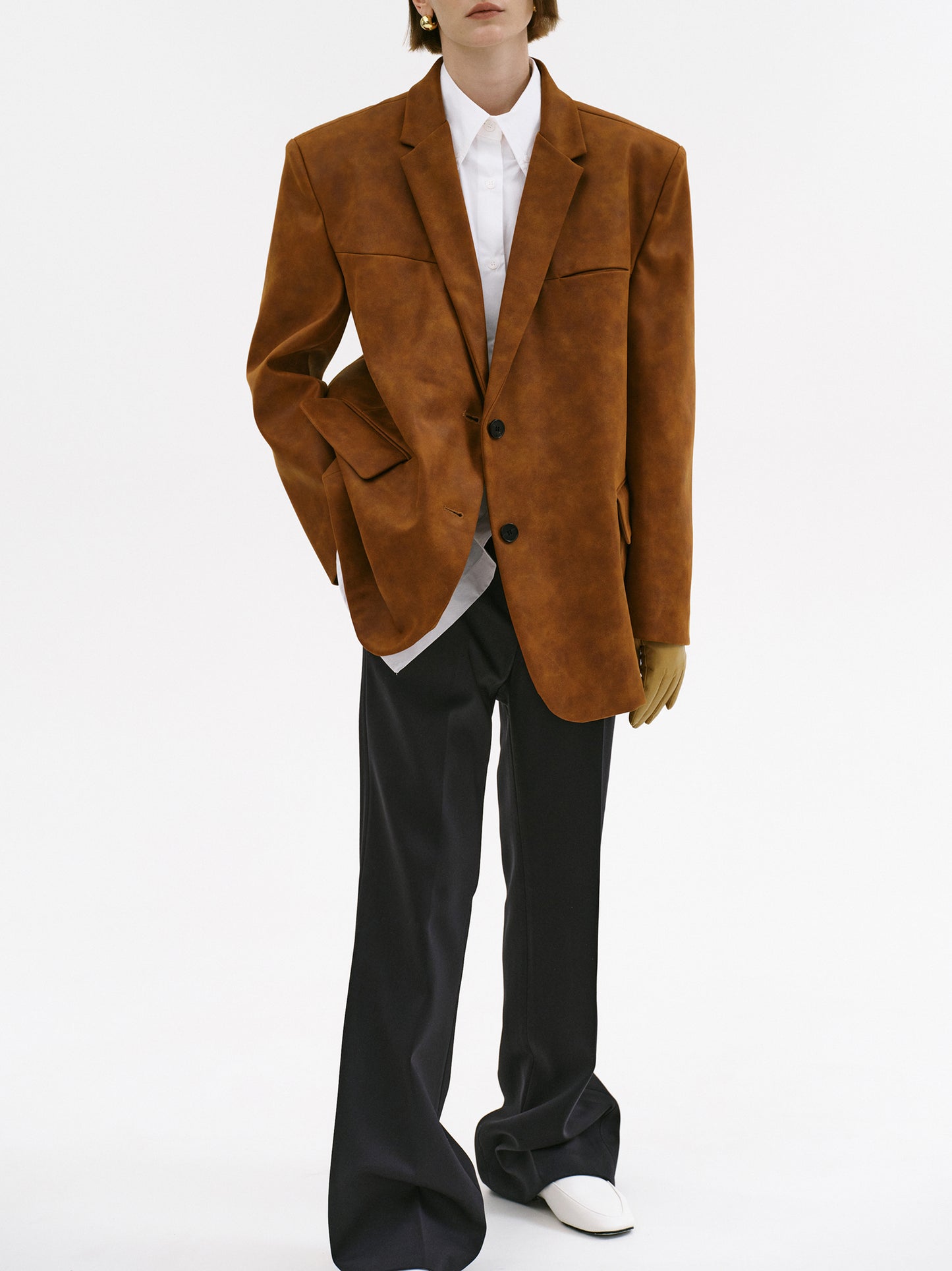 Lui Faux Leather Blazer, Rust Brown