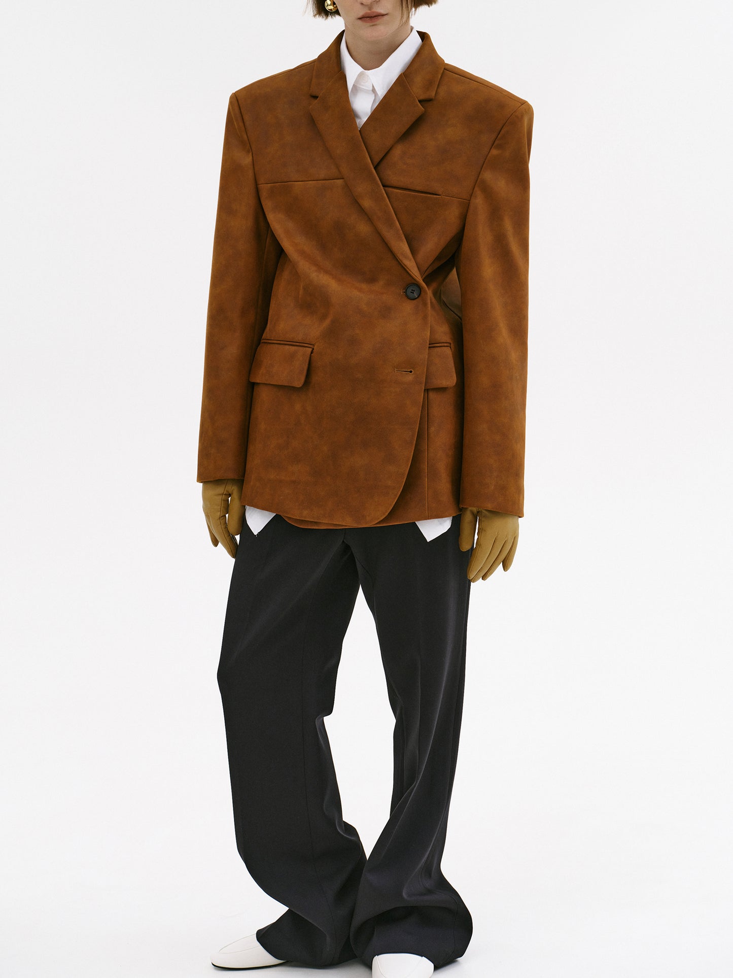 Lui Faux Leather Blazer, Rust Brown