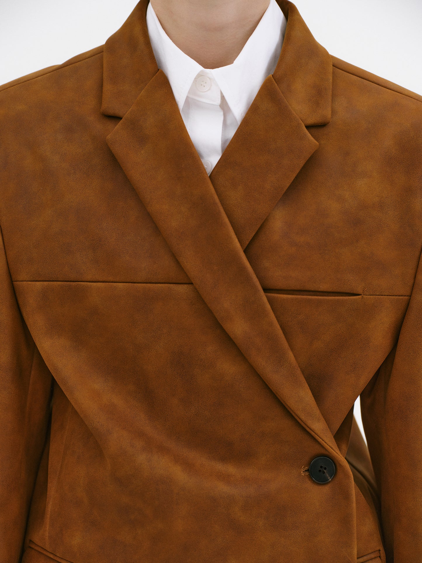 Lui Faux Leather Blazer, Rust Brown