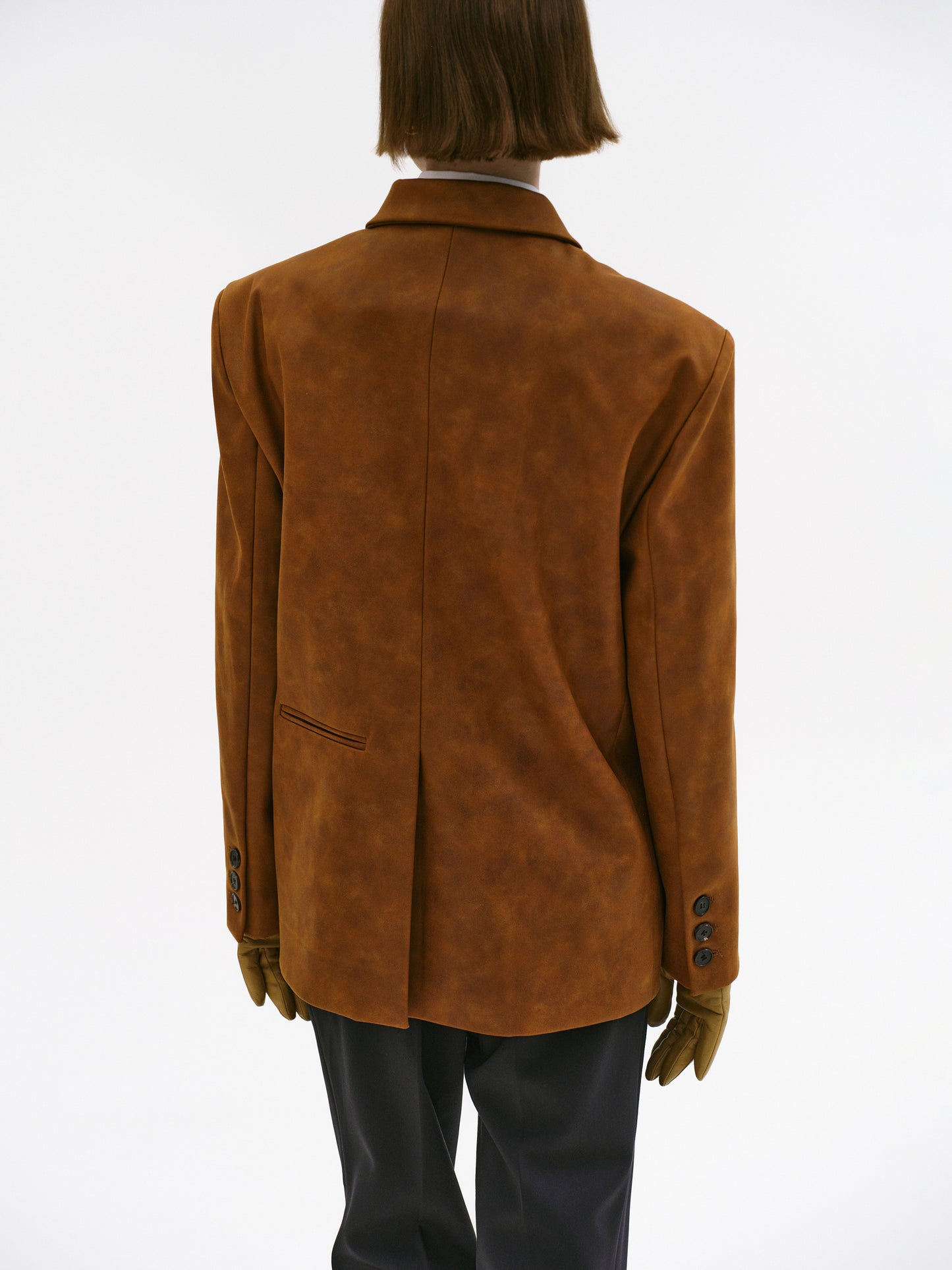 Lui Faux Leather Blazer, Rust Brown