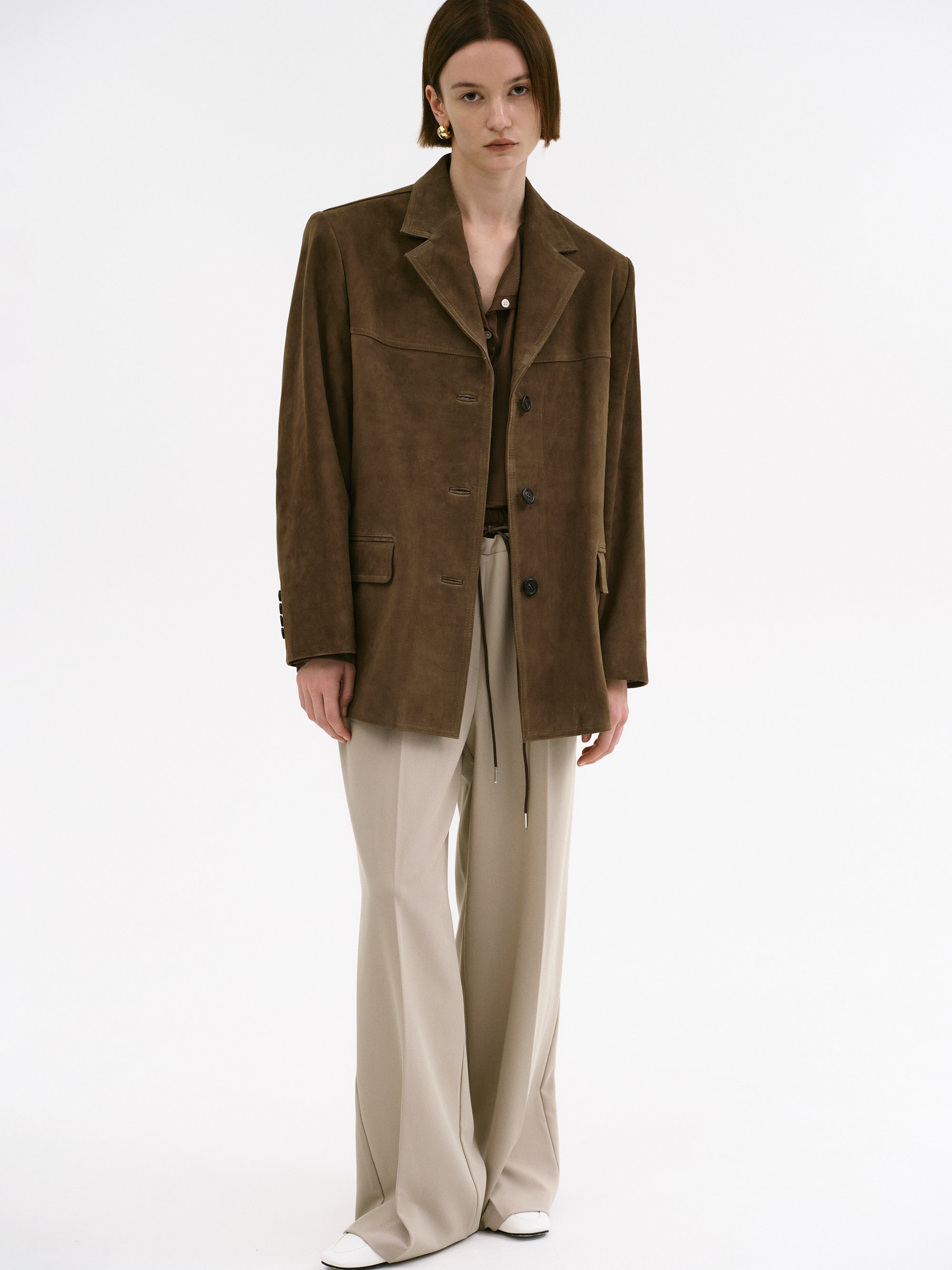 Hailey Lambskin Blazer, Pecan