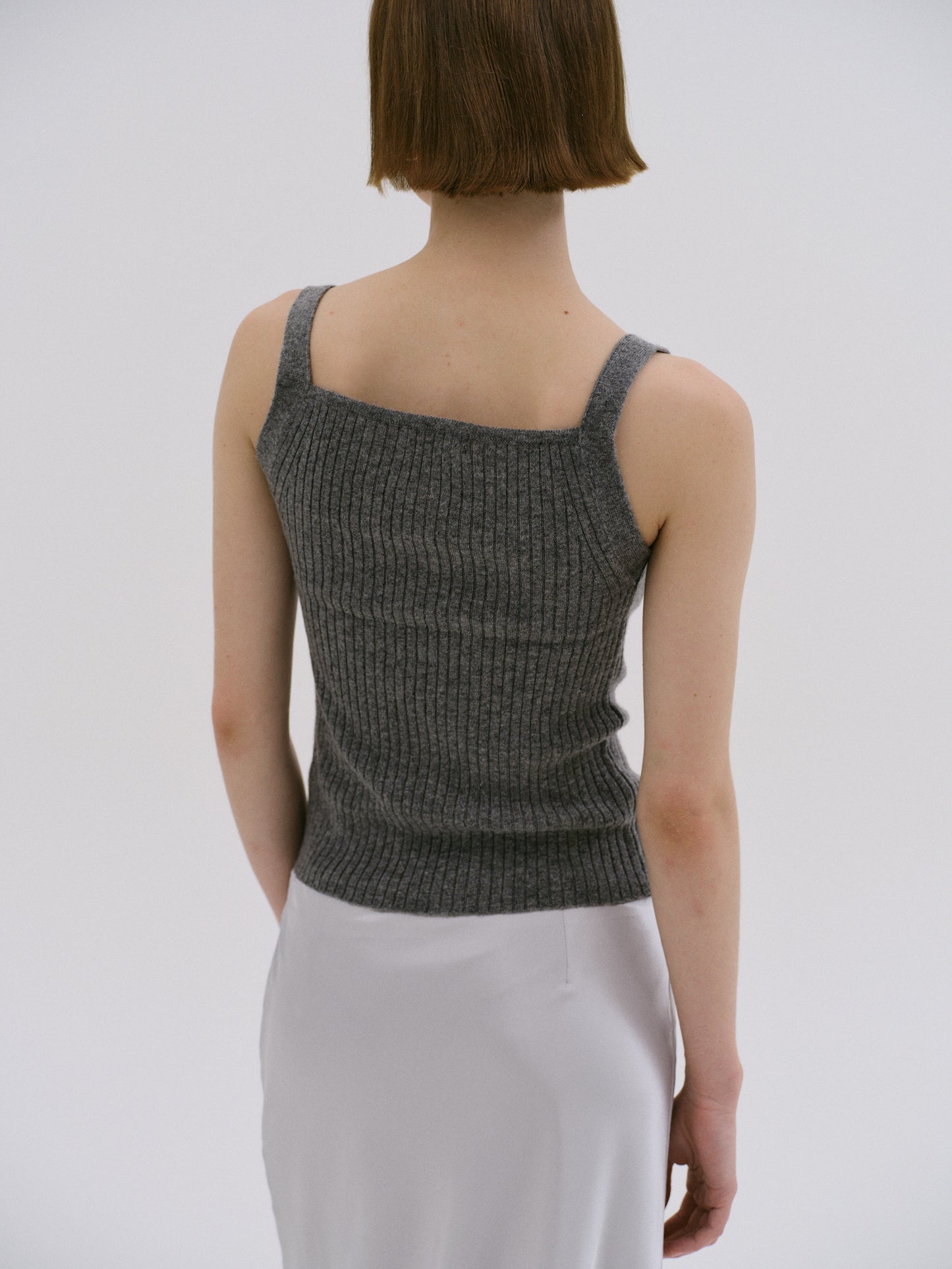 Sweetheart Knit Cami Top, Grey Melange