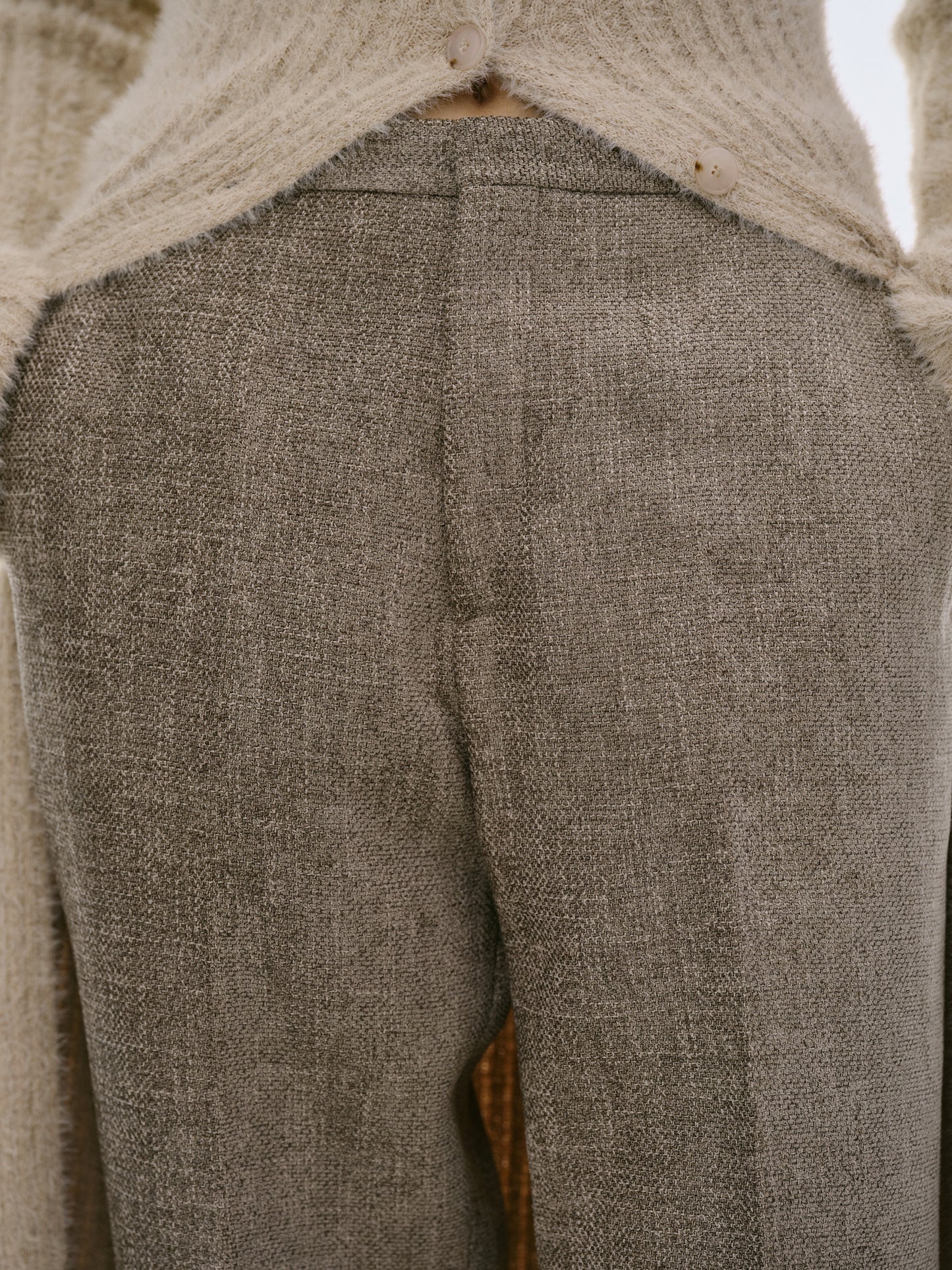 Tailored Tweed Trousers, Taupe Melange