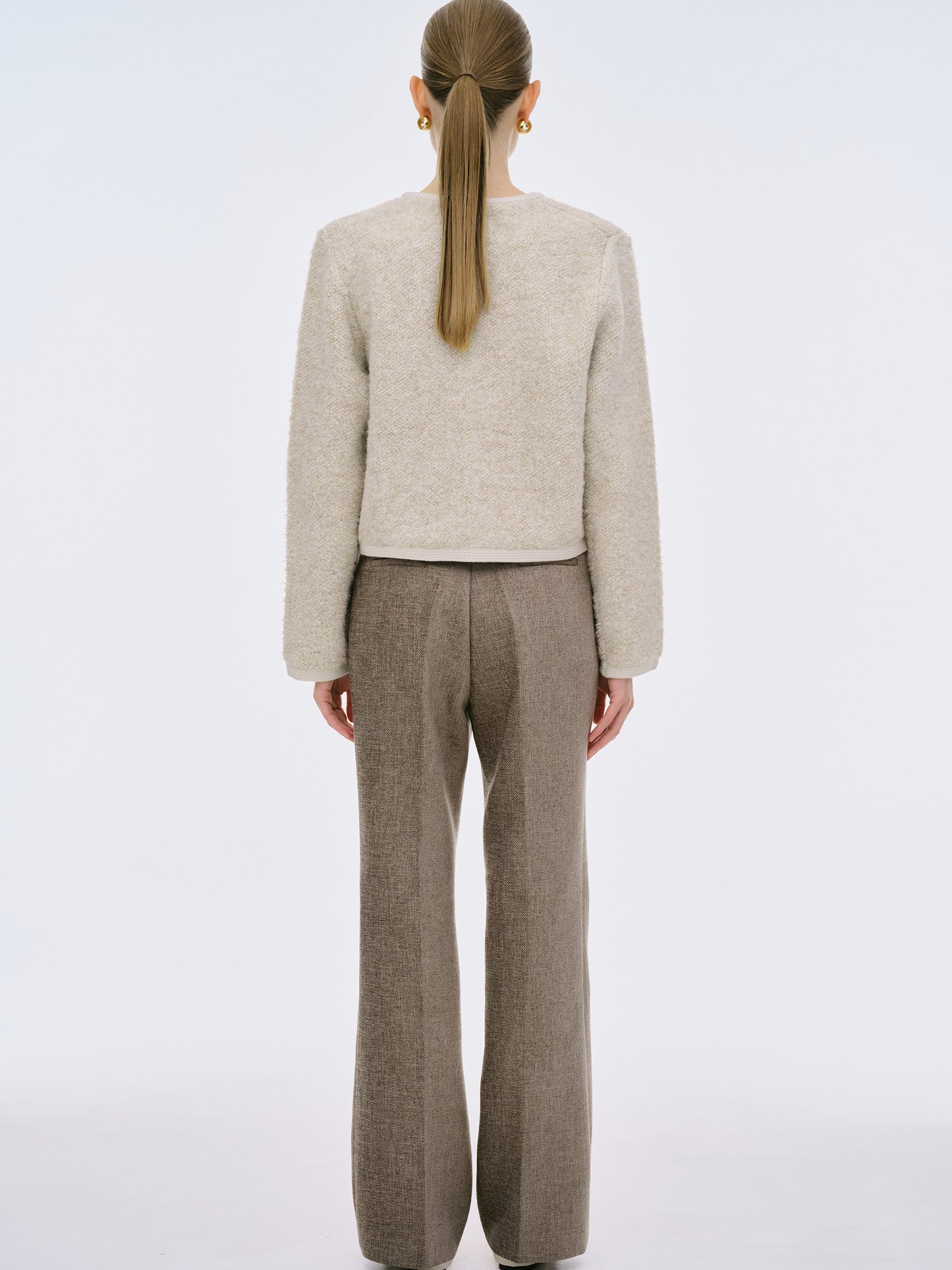 (Pre-order) Mogador Shearing Wool Cardigan, Beige Melange