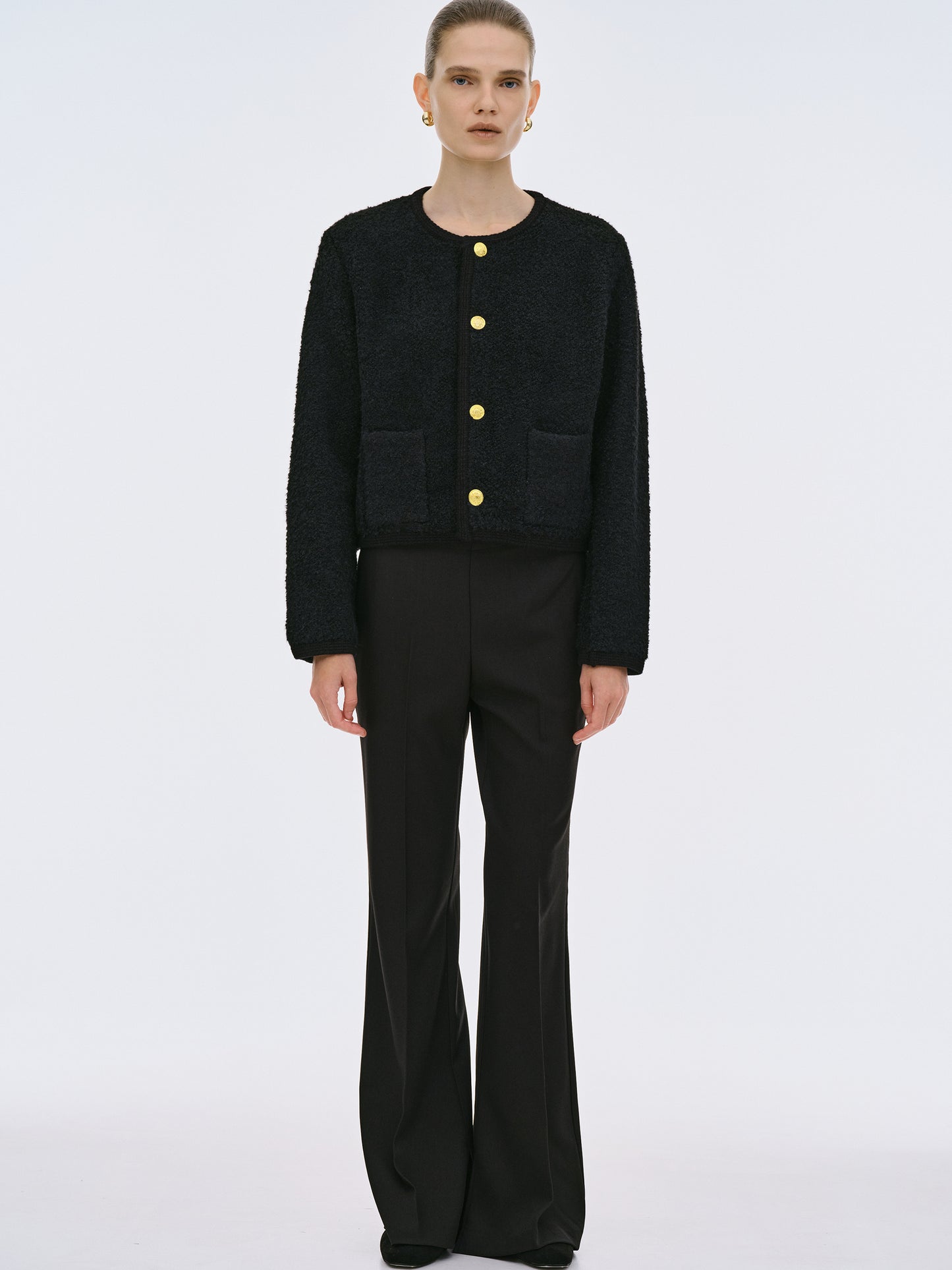 (Pre-order) Mogador Shearing Wool Cardigan, Black