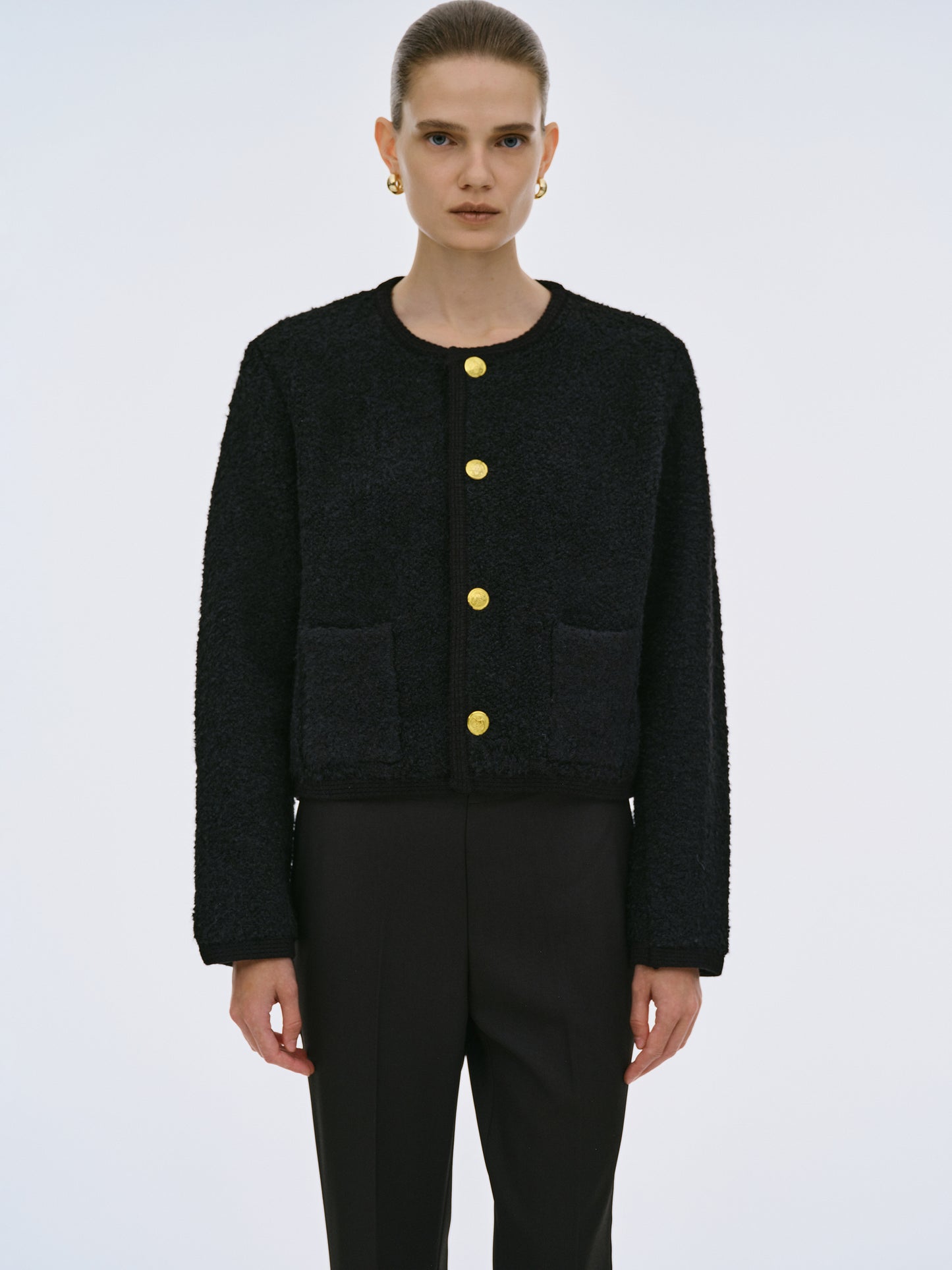 (Pre-order) Mogador Shearing Wool Cardigan, Black