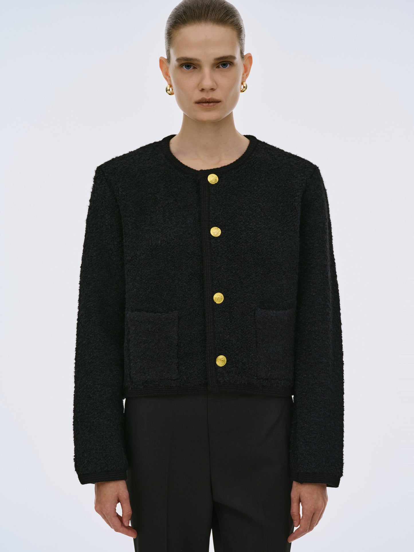 (Pre-order) Mogador Shearing Wool Cardigan, Black