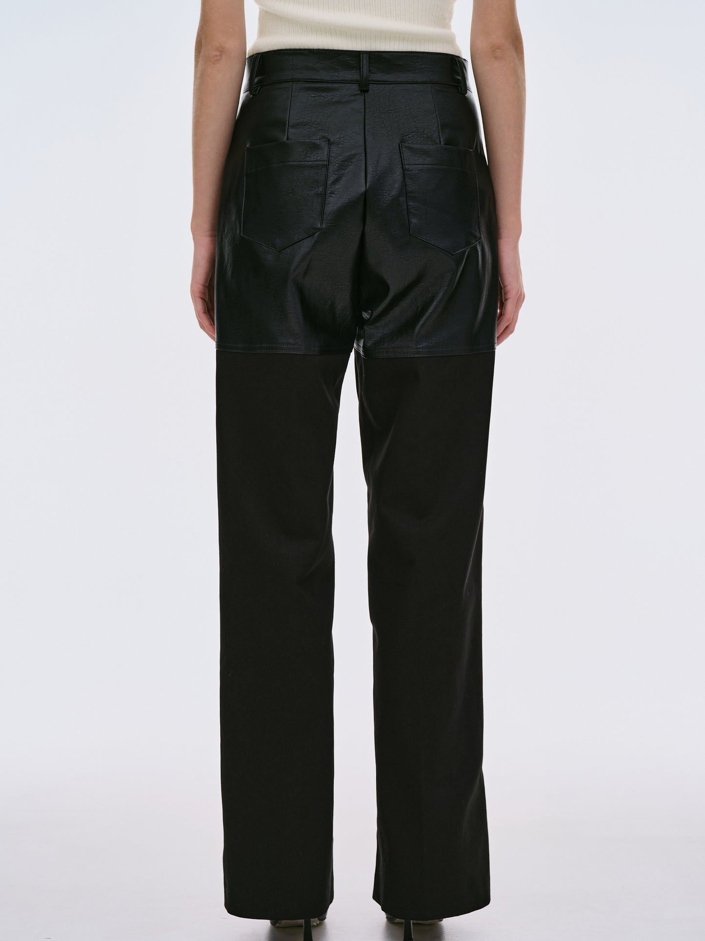 Leather Panelled Trousers, Black