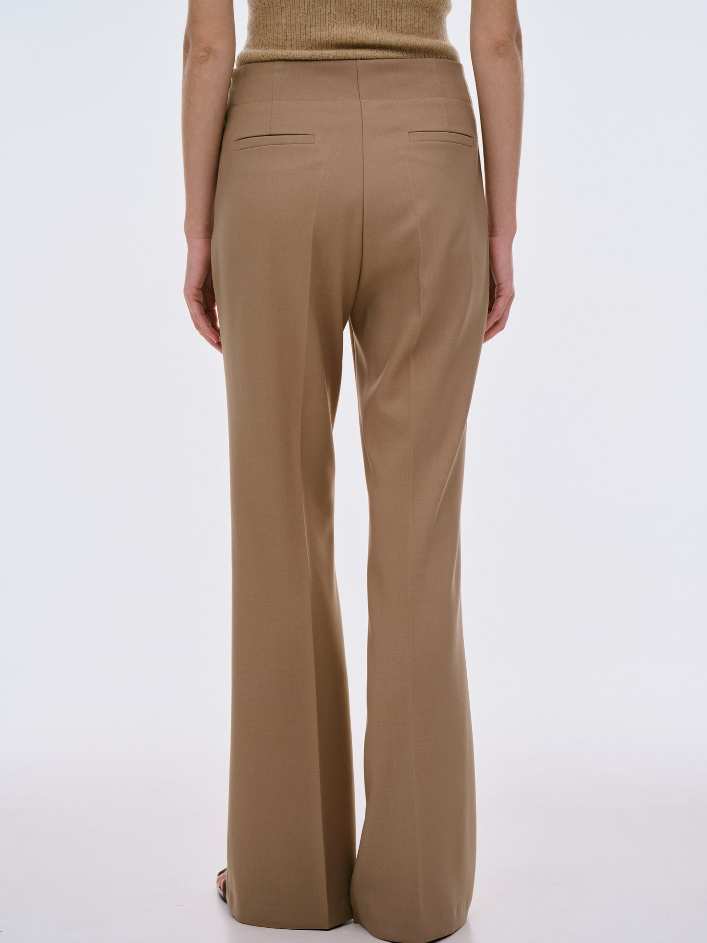 Slit Hem Flared Trousers, Mocha
