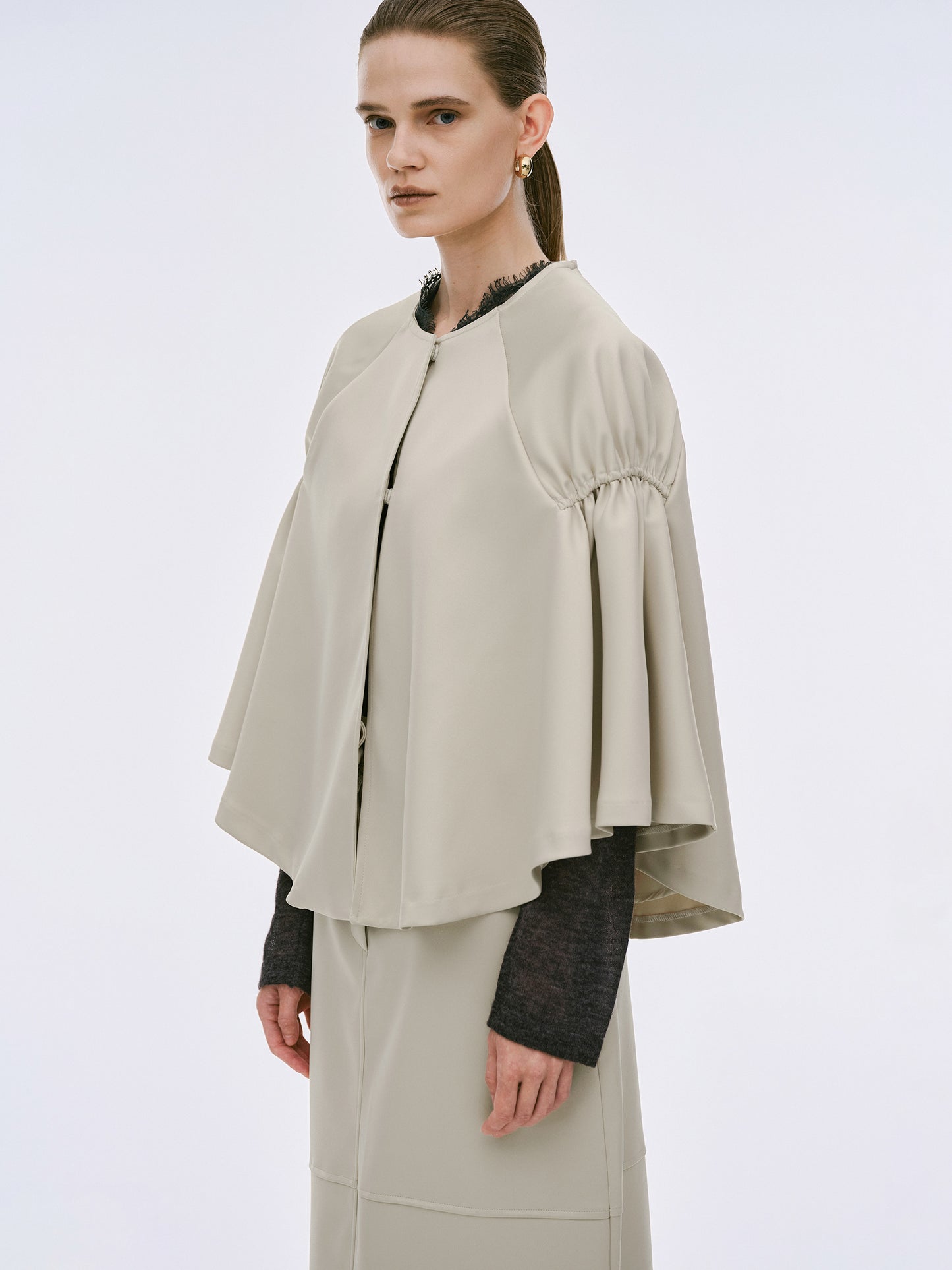 Satin-Effect Cape, Shell