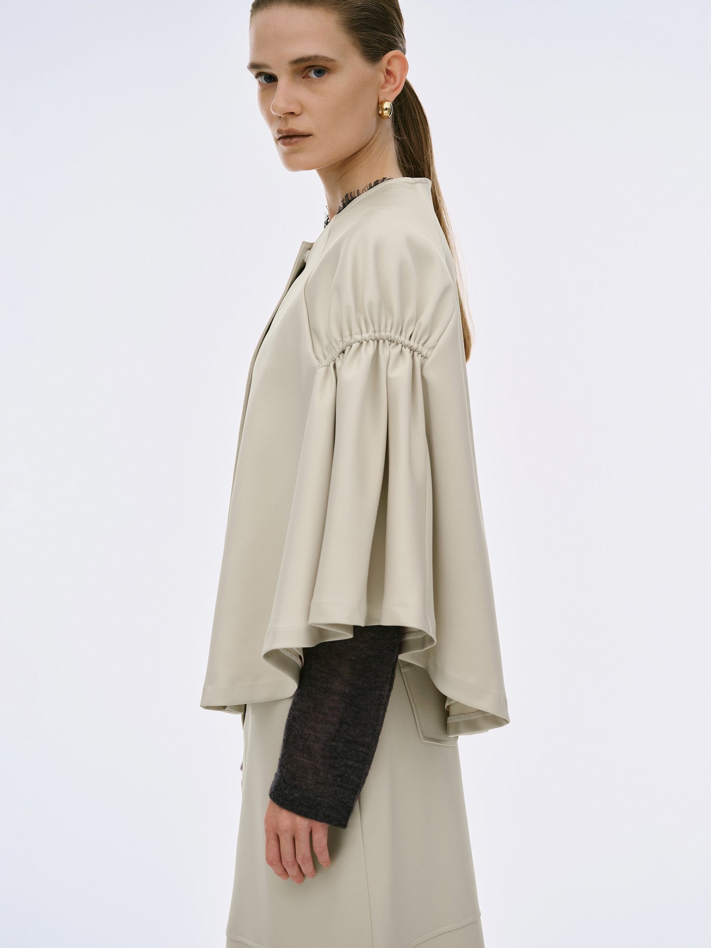 Satin-Effect Cape, Shell