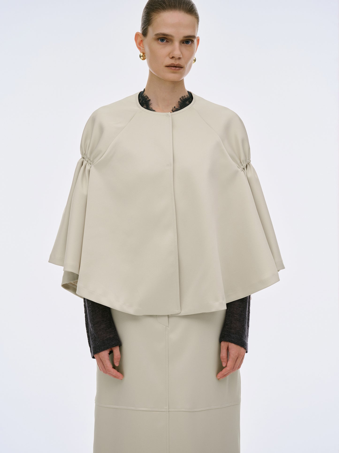 Satin-Effect Cape, Shell