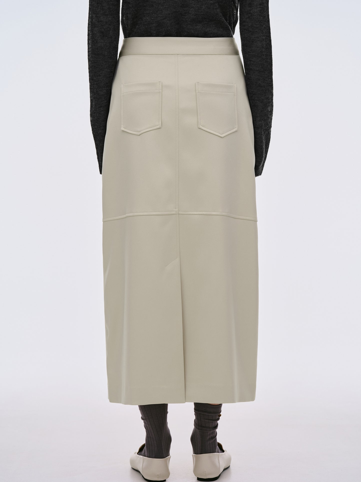 Satin-Effect Panelled Skirt, Shell