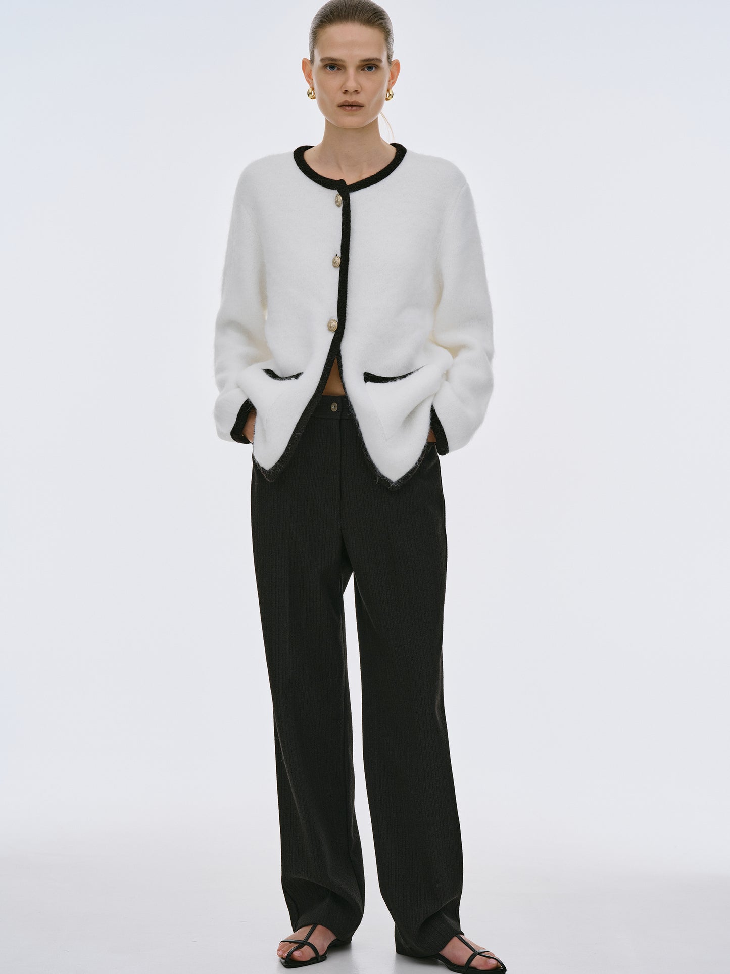 Full Length Tweed Pants, Black